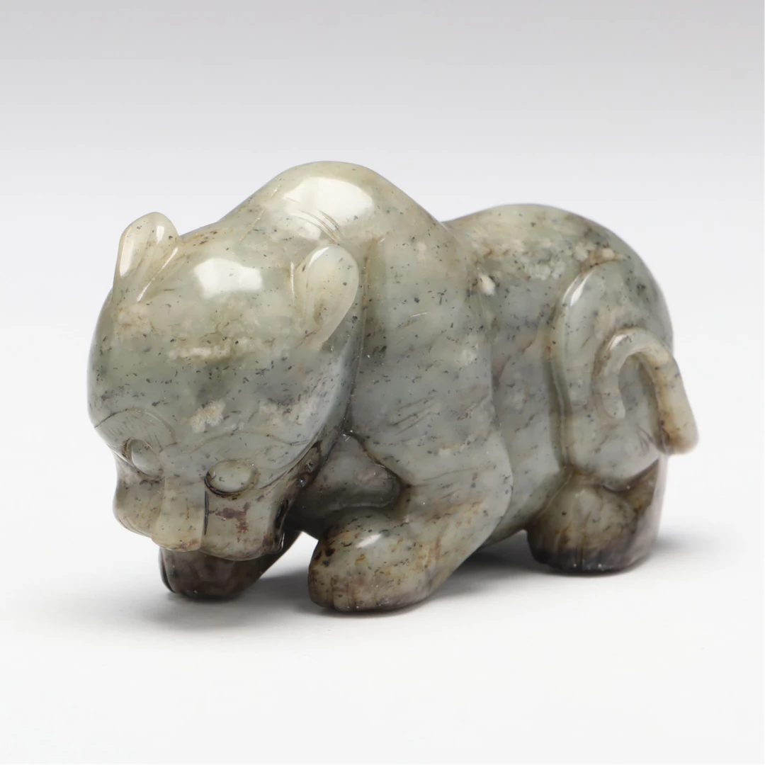 Chinese Carved Serpentine Guardian Lion