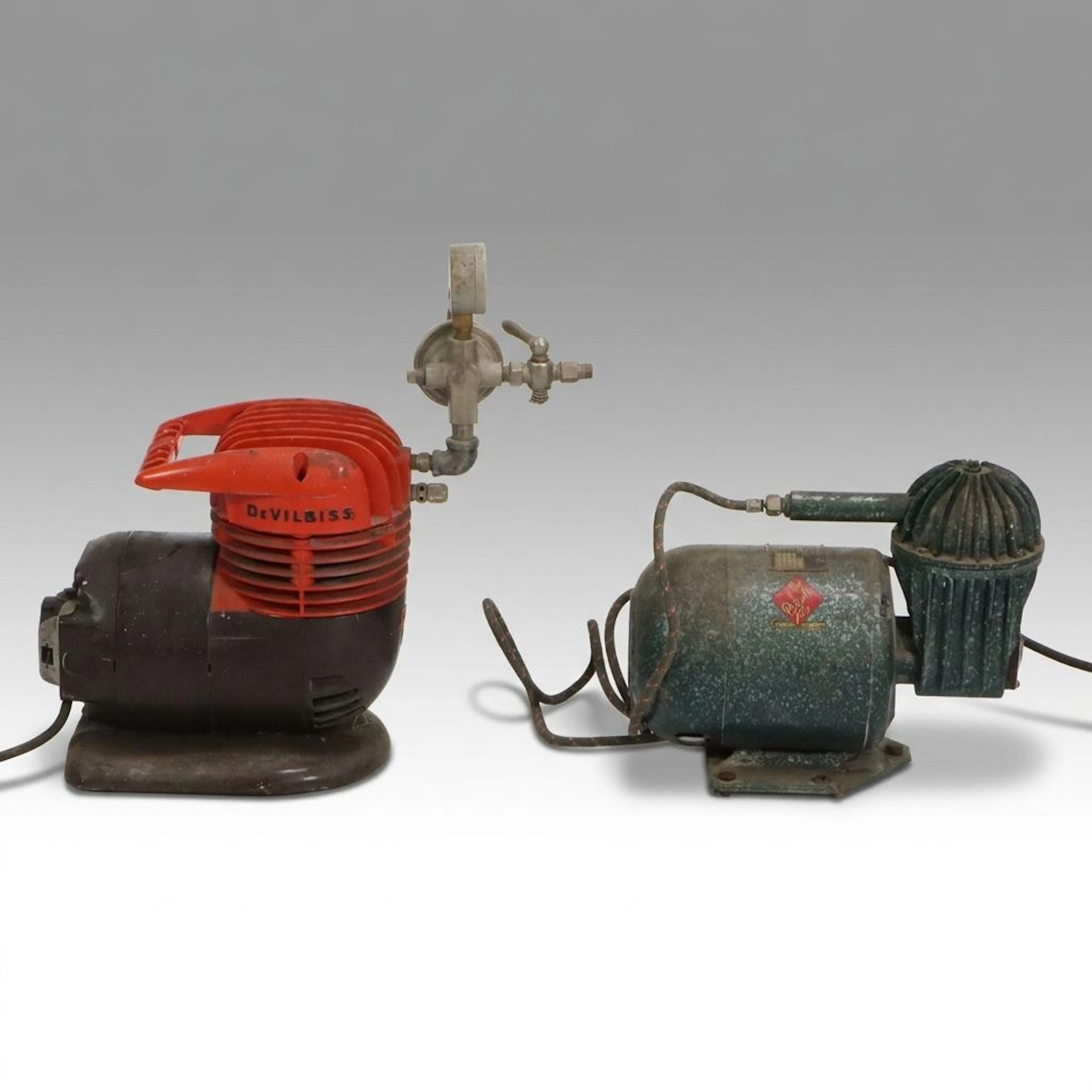 Vintage DeVilbiss 501 and Paasche Type D "Silent" Air Compressors