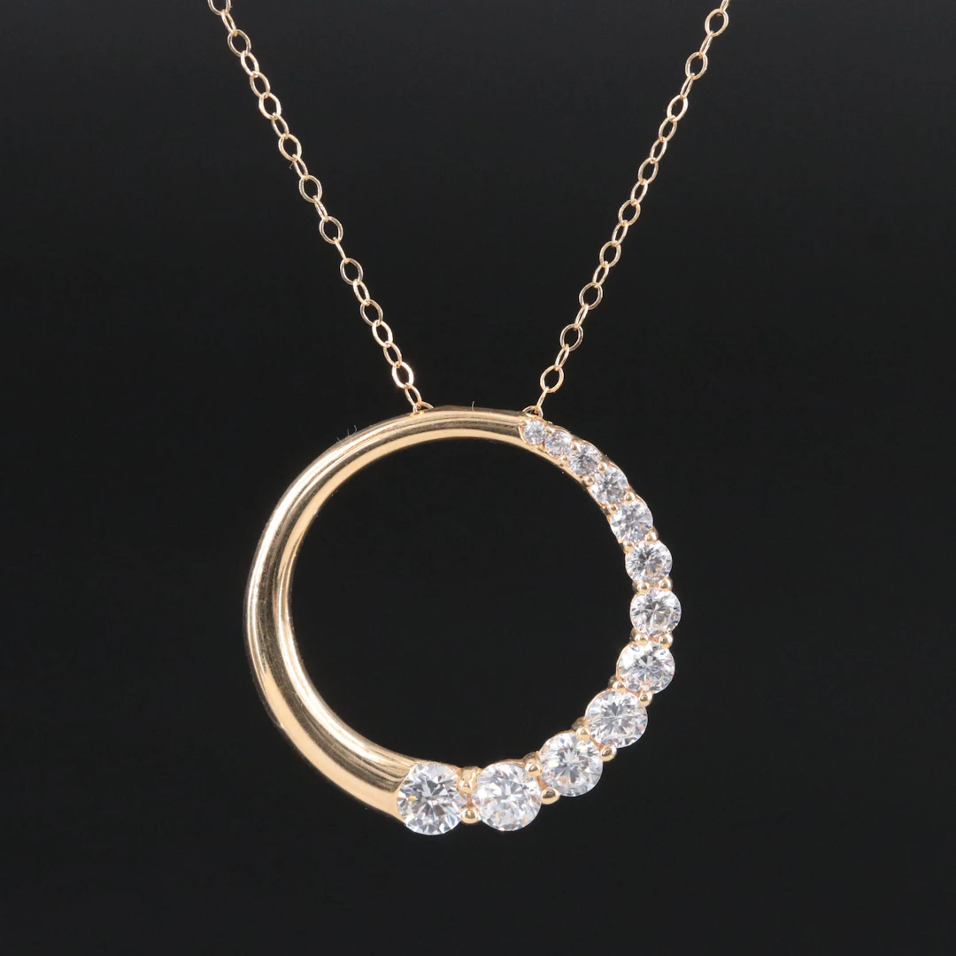 14K CZ Journey Circle Pendant