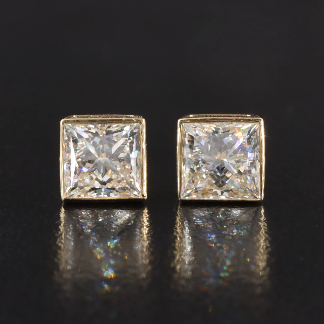 14K 2.11 CTW Lab Grown Diamond Solitaire Earrings with IGI Reports