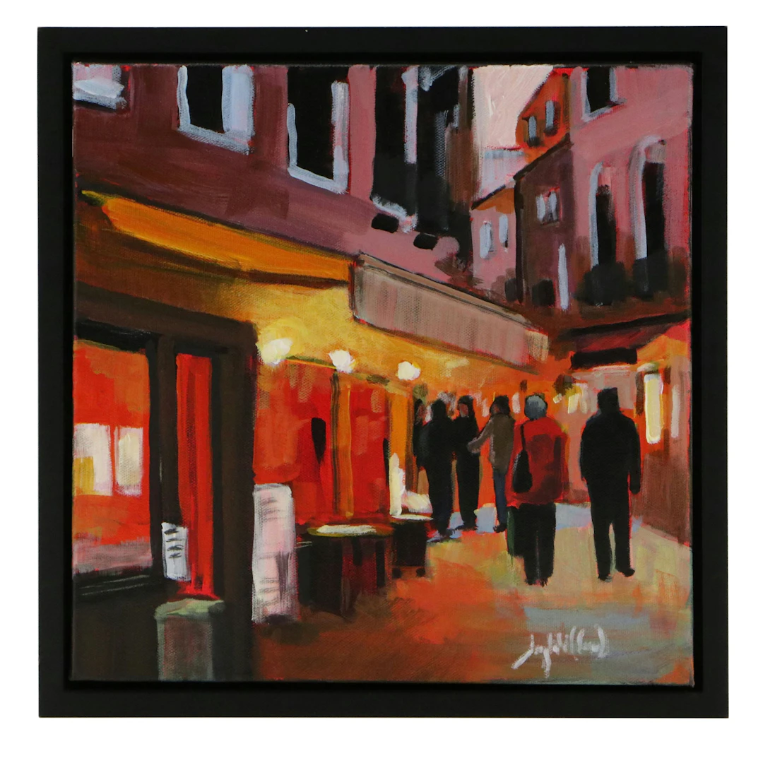 Jay Wilford City Scene Oil Painting "Evening Stroll," 21st Century