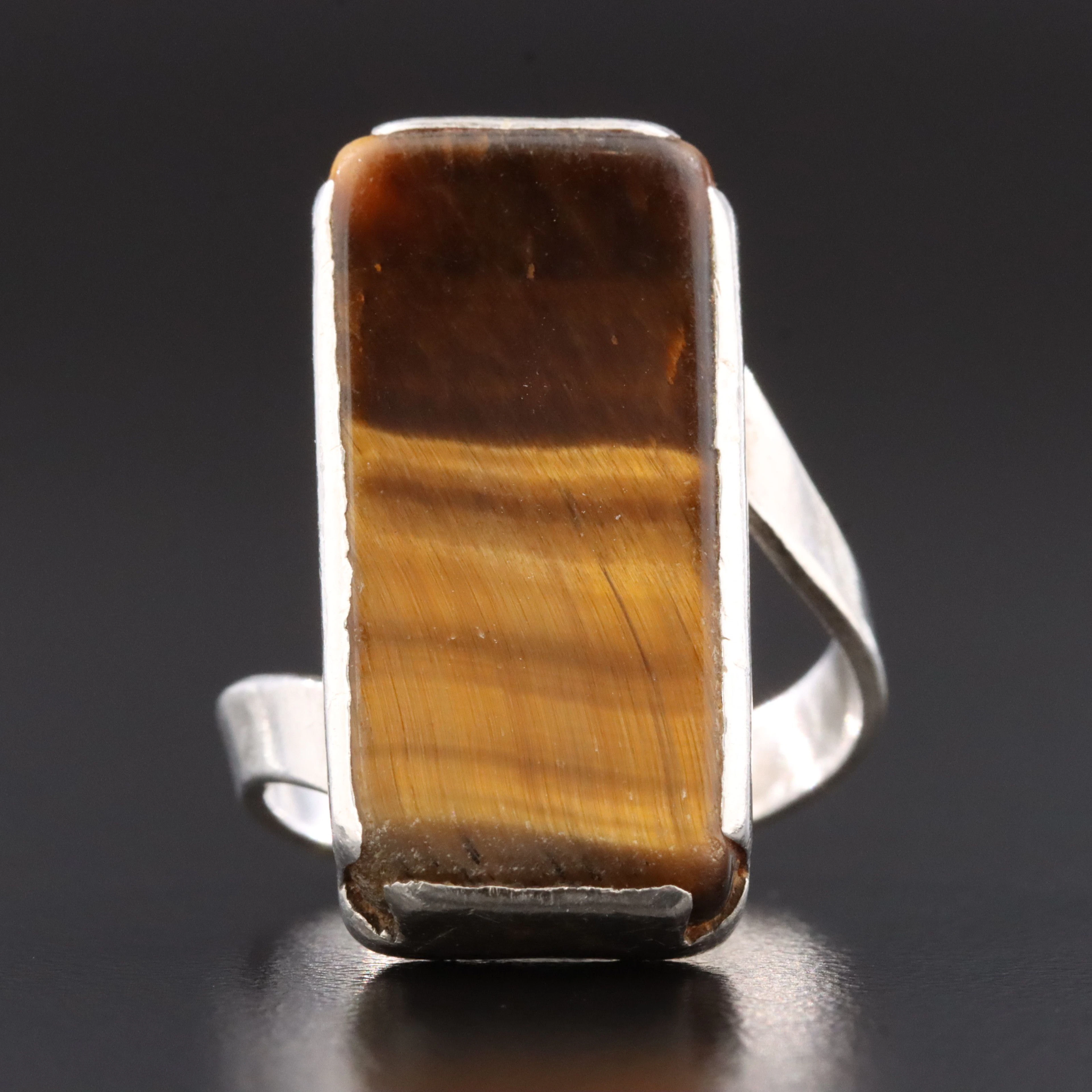 Sterling Tigers Eye Bypass Ring