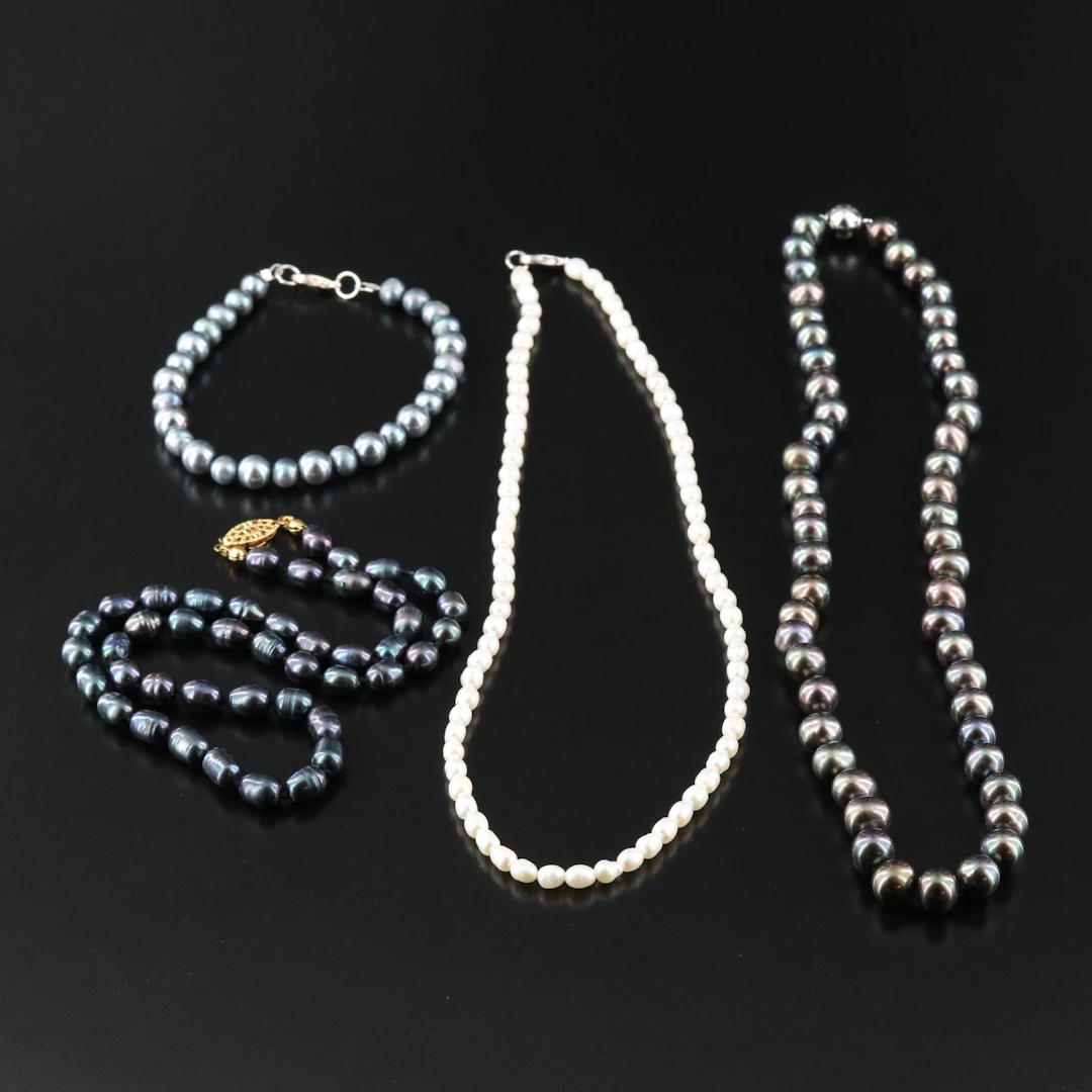 Pearl and Faux Pearl Bracelet and Necklace Collection