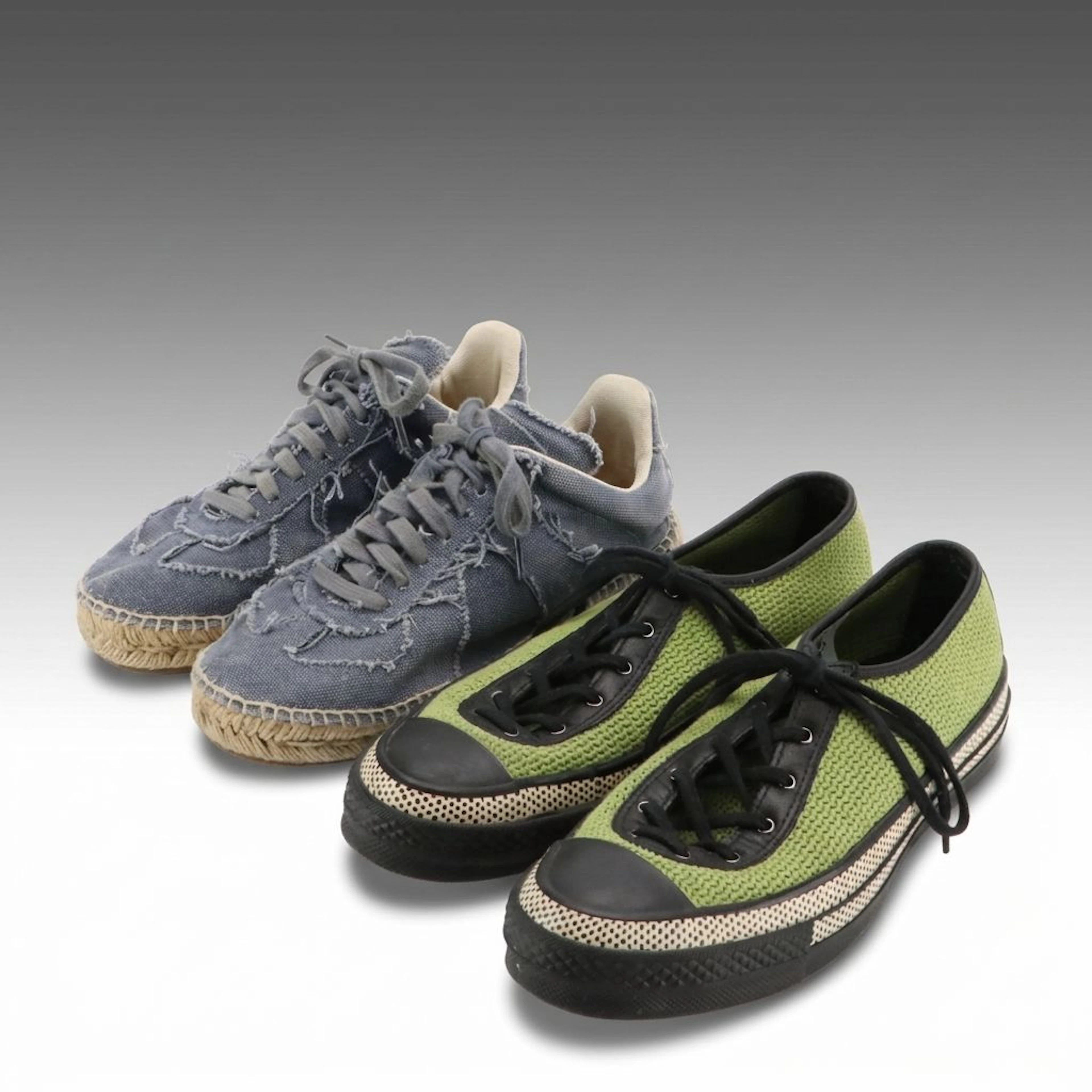 Maison Margiela Raw Canvas Sneakers, Converse JW Anderson Green Canvas Sneakers