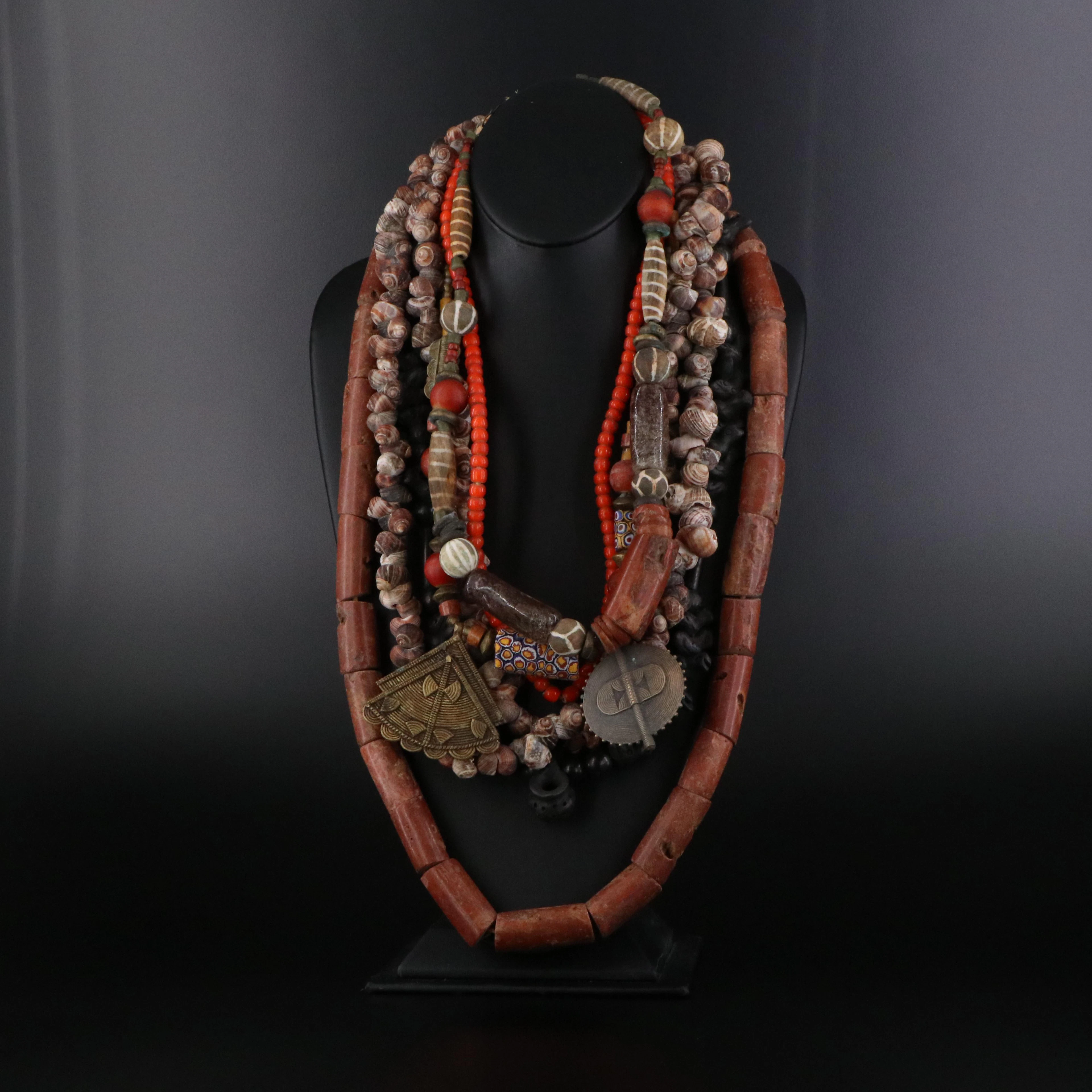 Oaxacan Ceramic Beads and African Brass Beads Featured in Necklaces and Hanks