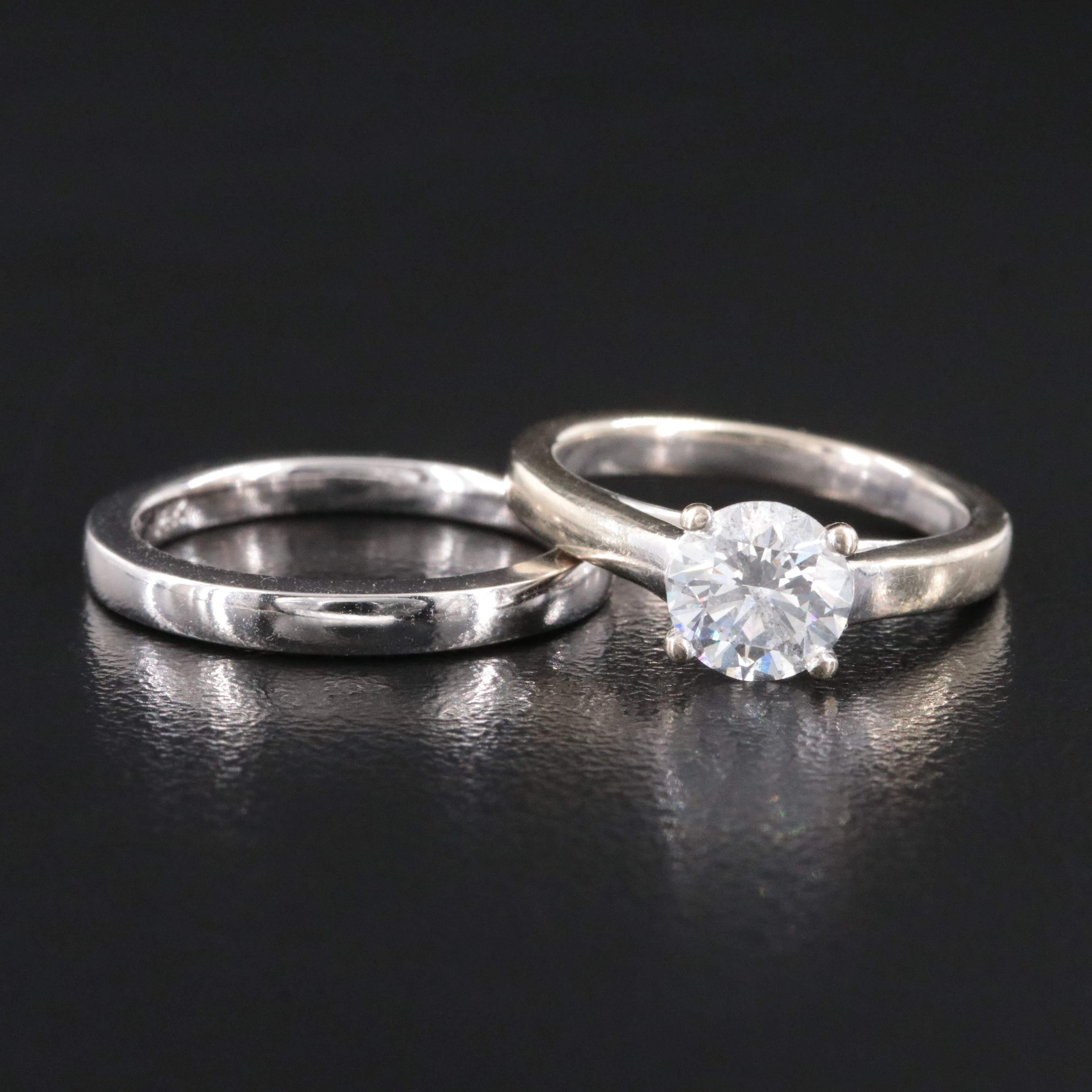 14K 0.95 CTW Diamond Ring and Band with GIA Diamond Dossier