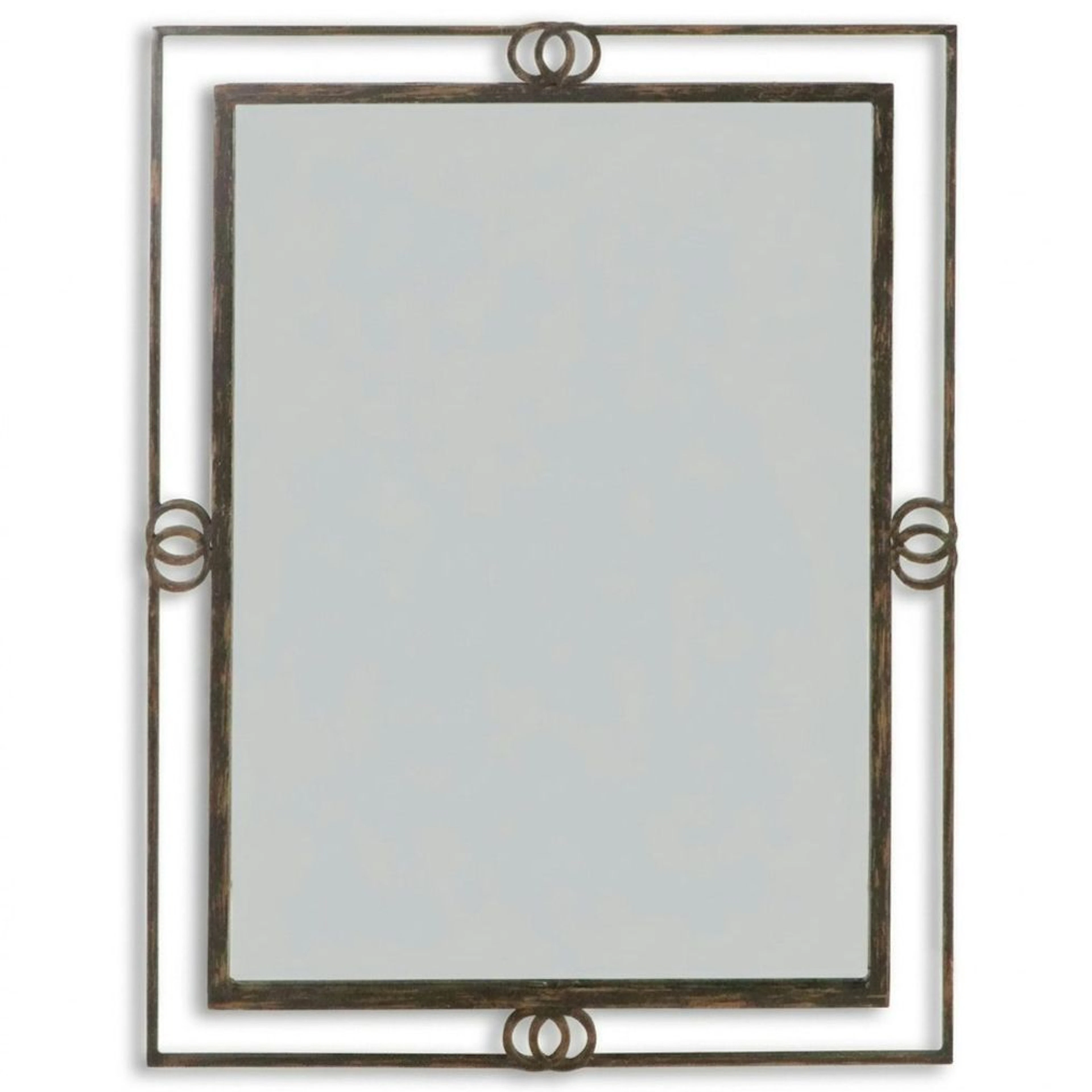 Metal Double-Ring Framed Rectangular Wall Mirror