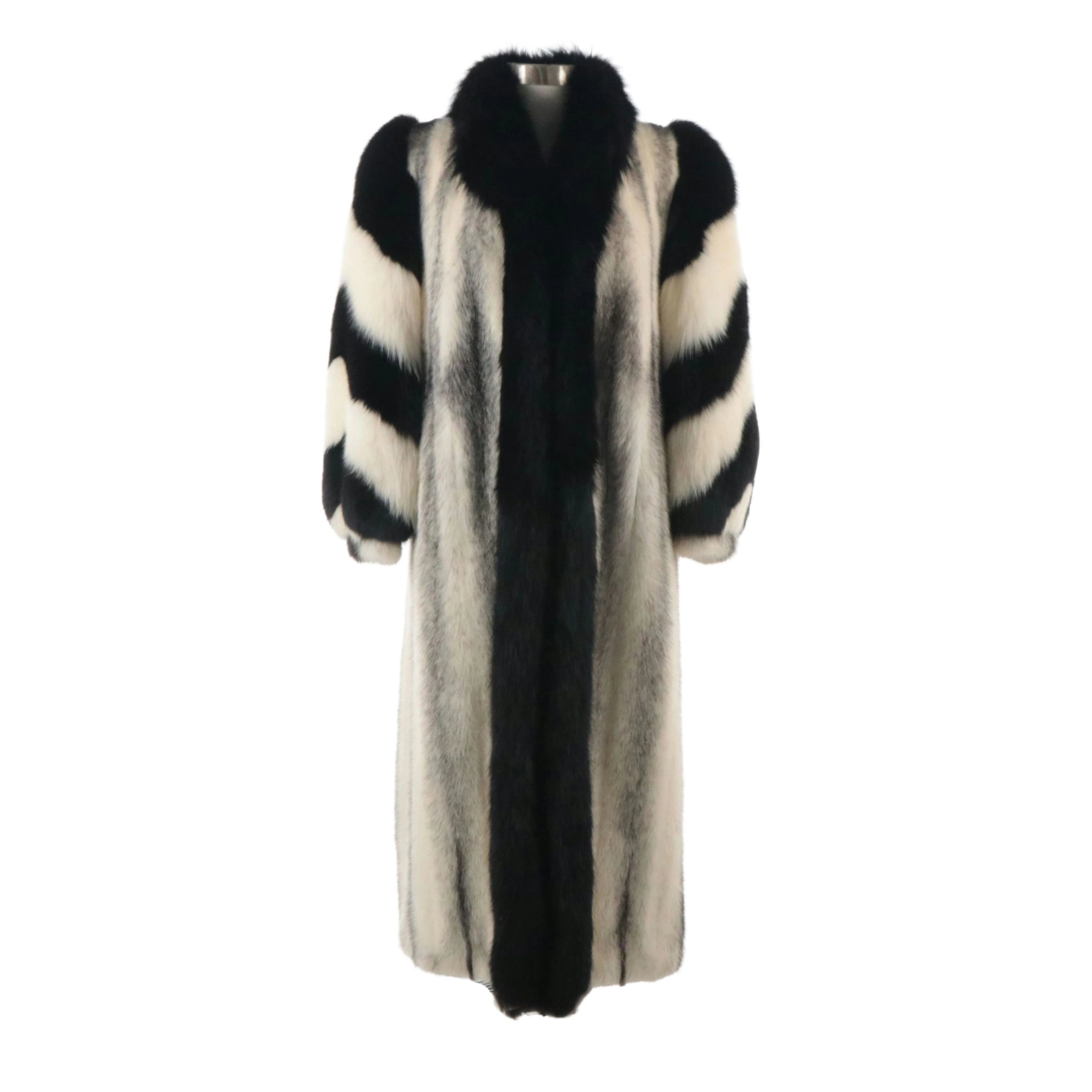Cross Mink Fur Coat with Black/White Fox Fur Trim from Kotsovos