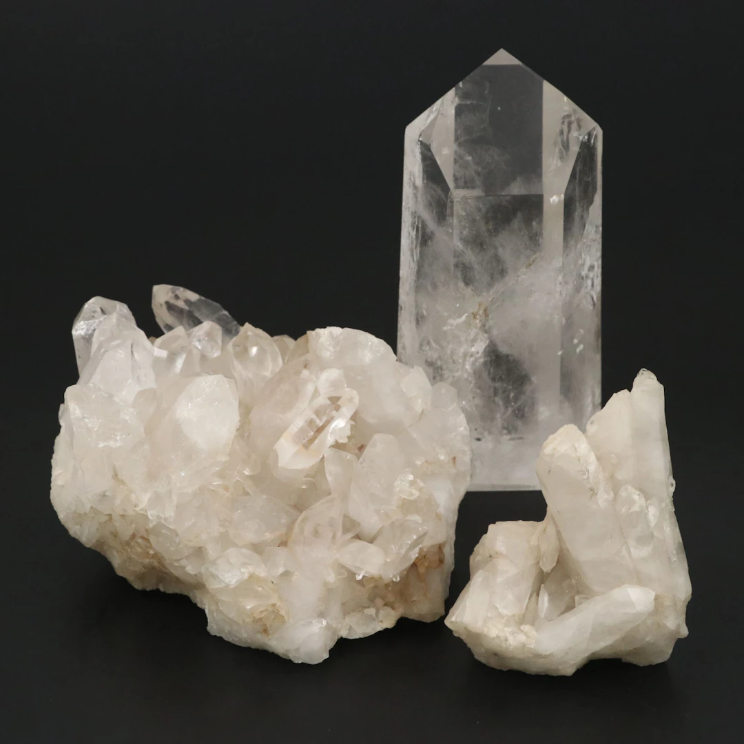 Clear Quartz Point with Clusters