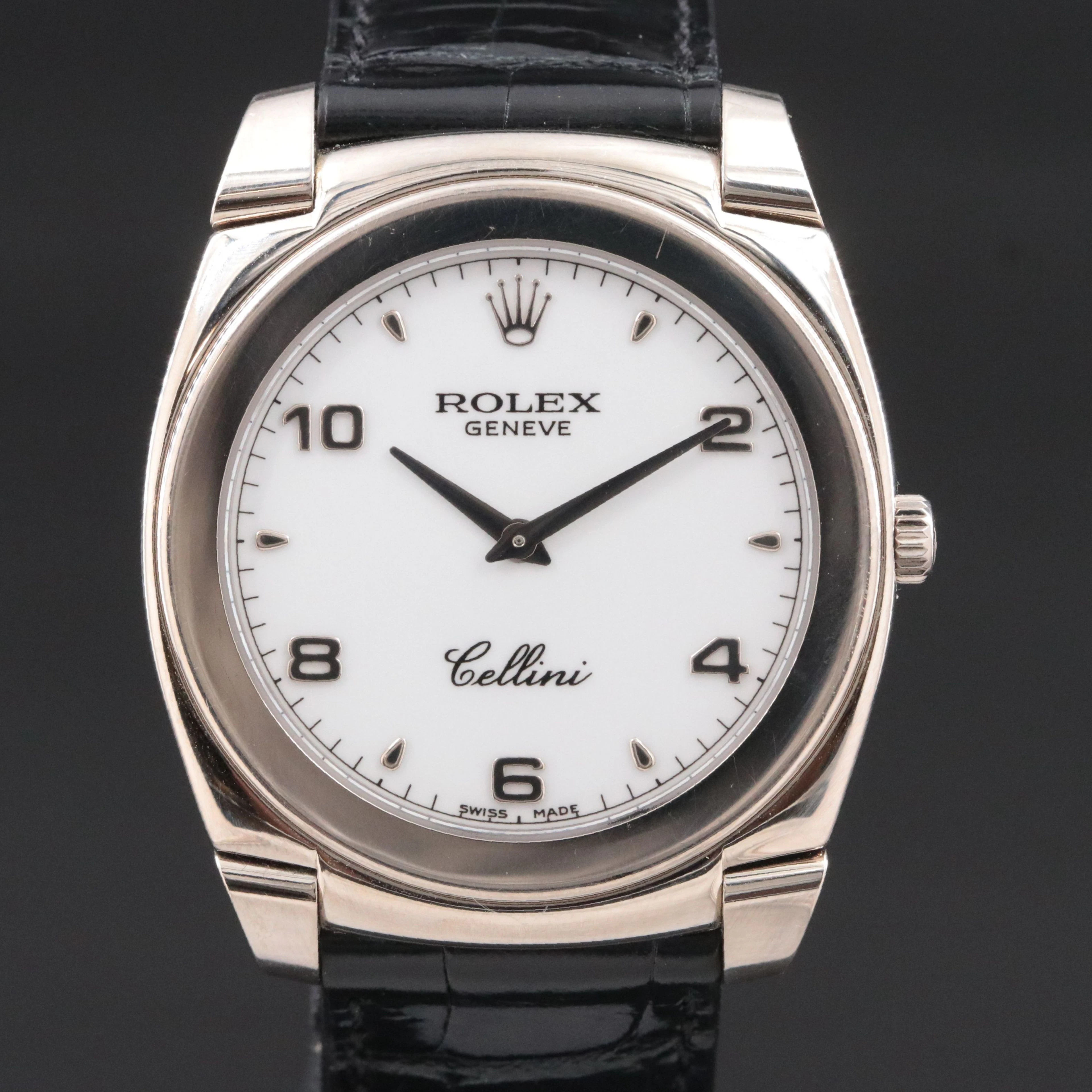Rolex Cellini Costello 18K Hinged Lugs White Arabic Dial Model 5330/9 Watch