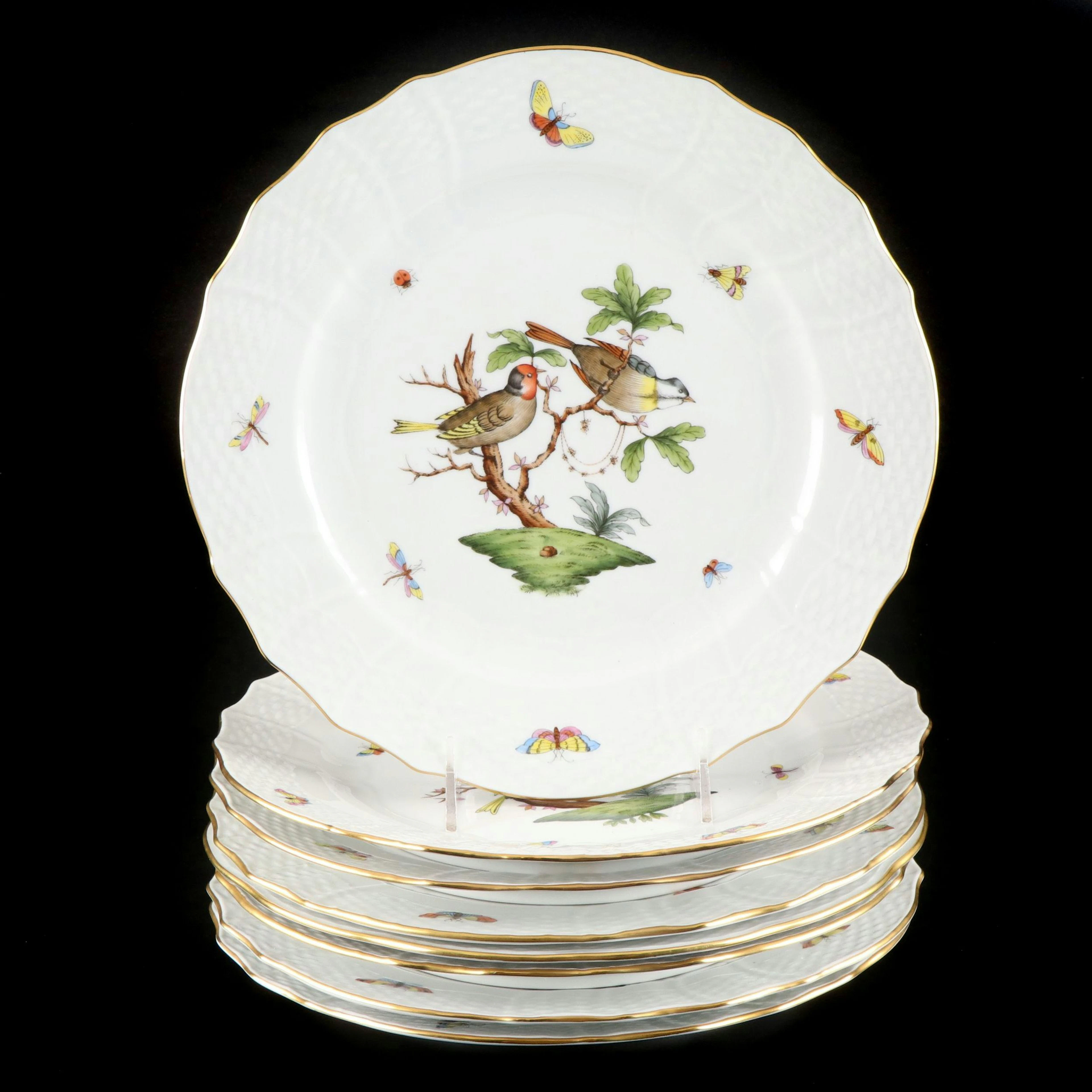 Herend "Rothschild Bird" Hungarian Porcelain Dinner Plates