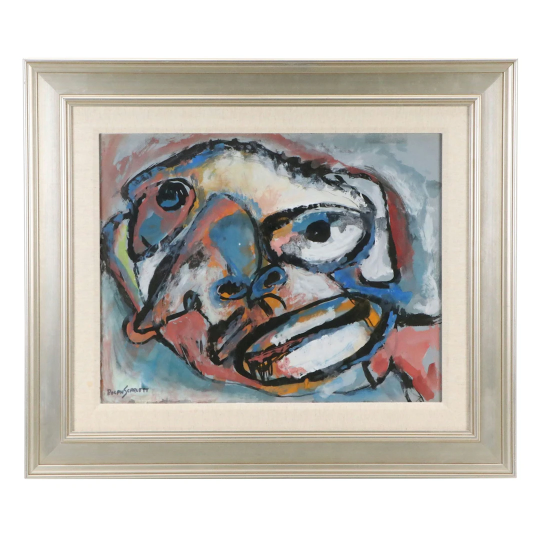 Rolph Scarlett Abstracted Watercolor and Gouache Portrait Painting
