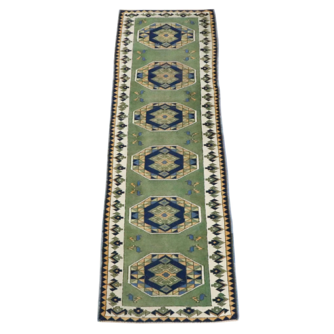 2'7 x 8'9 Hand-Knotted Contemporary Turkish Anatolian Carpet Runner