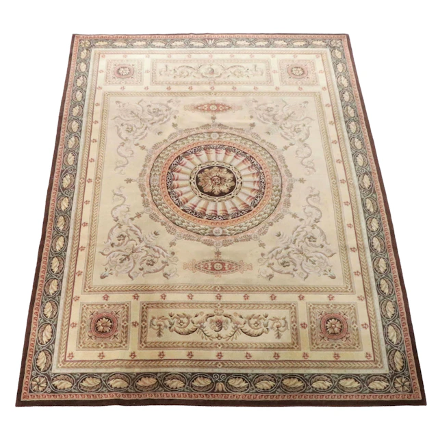 9' x 11'11 Hand-Knotted Indo-French Savonnerie Style Area Rug