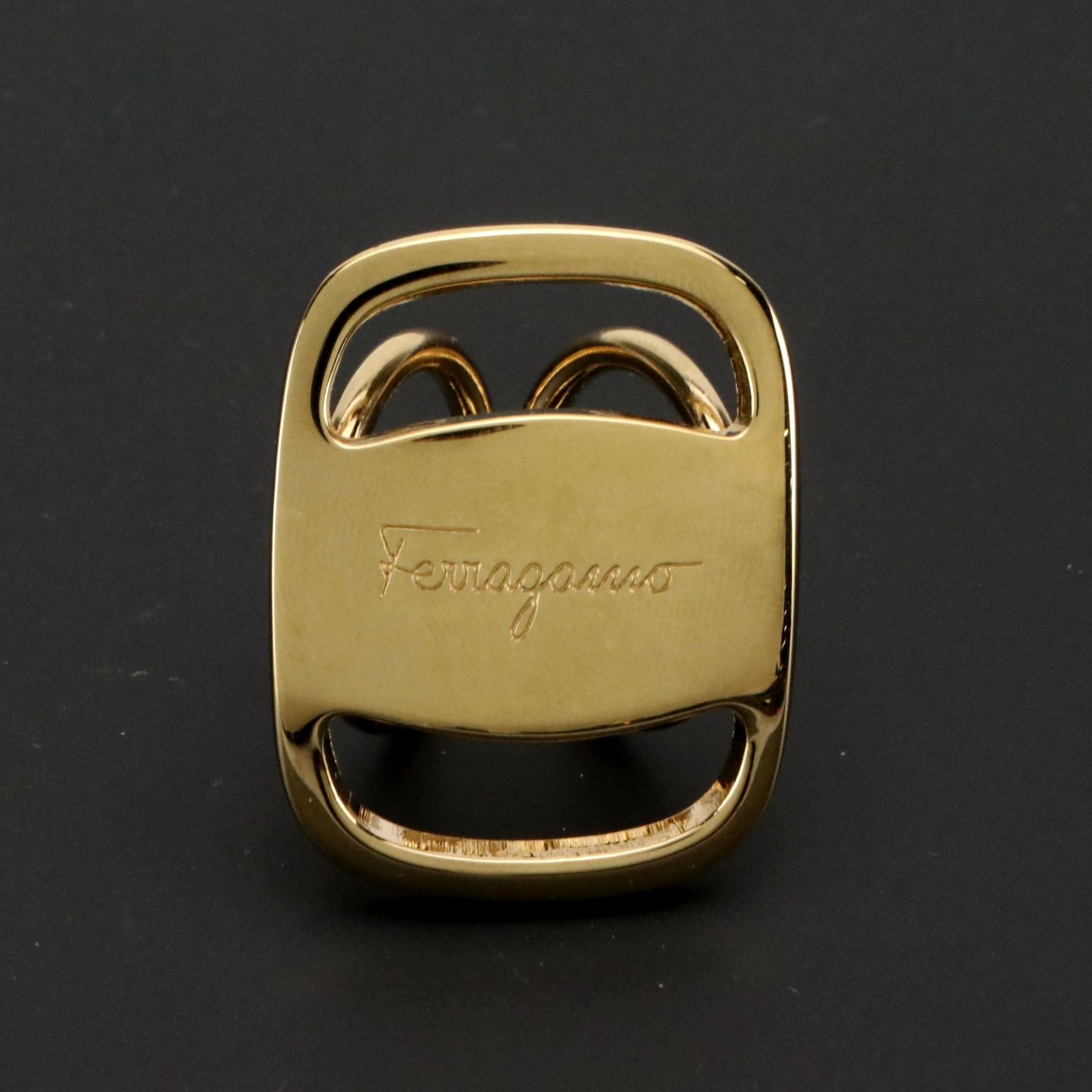 Salvatore Ferragamo Vara Buckle Scarf Ring with Box