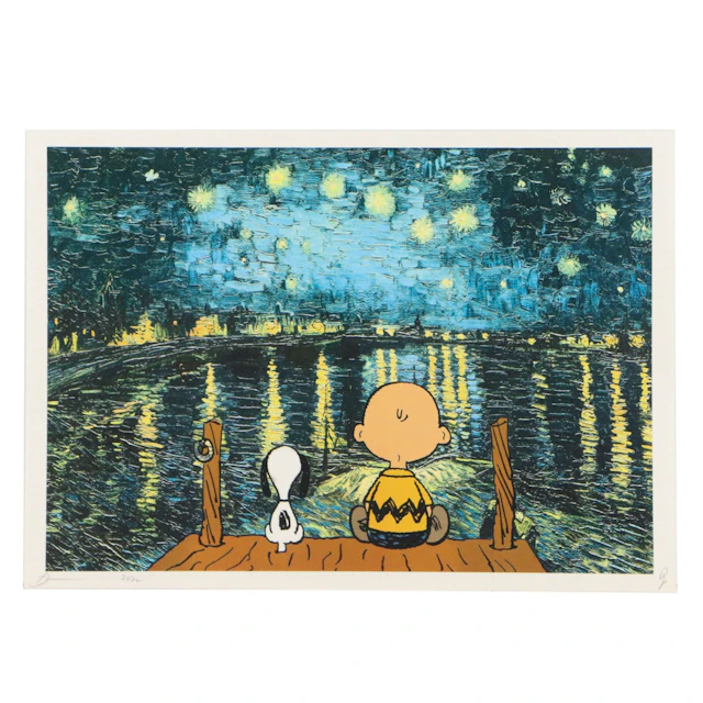 Death NYC Pop Art Graphic Print Homage to Charlie Brown, Snoopy x Van Gogh