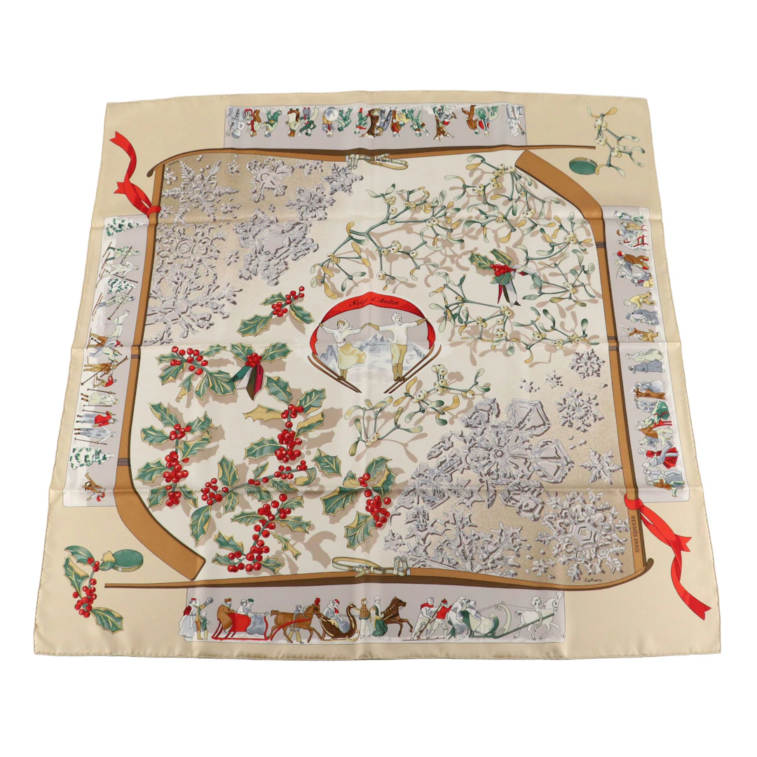 Hermès "Neige d'Antan" Scarf 90 in Silk Twill with Box