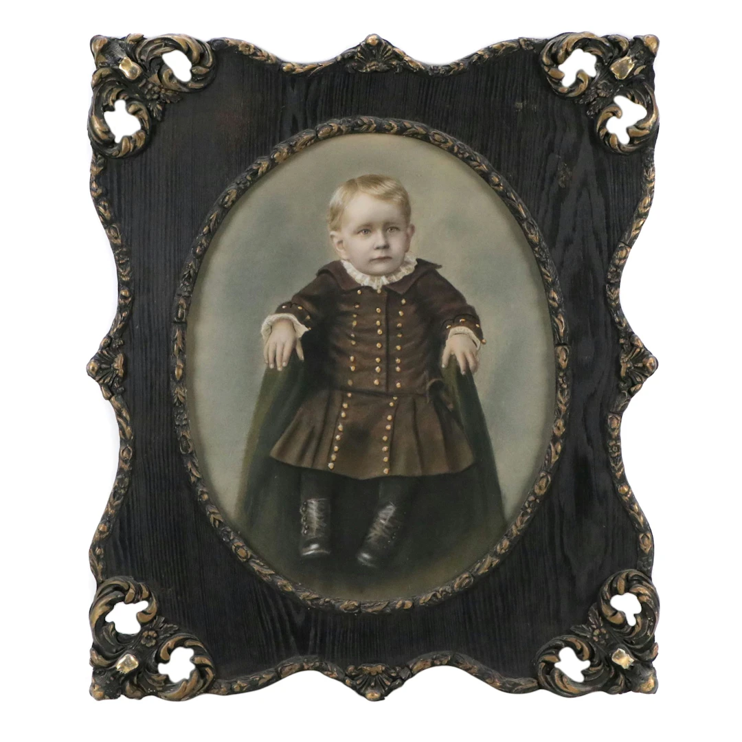 Hand-Colored Portrait Photograph of Victorian Boy, 19th Century