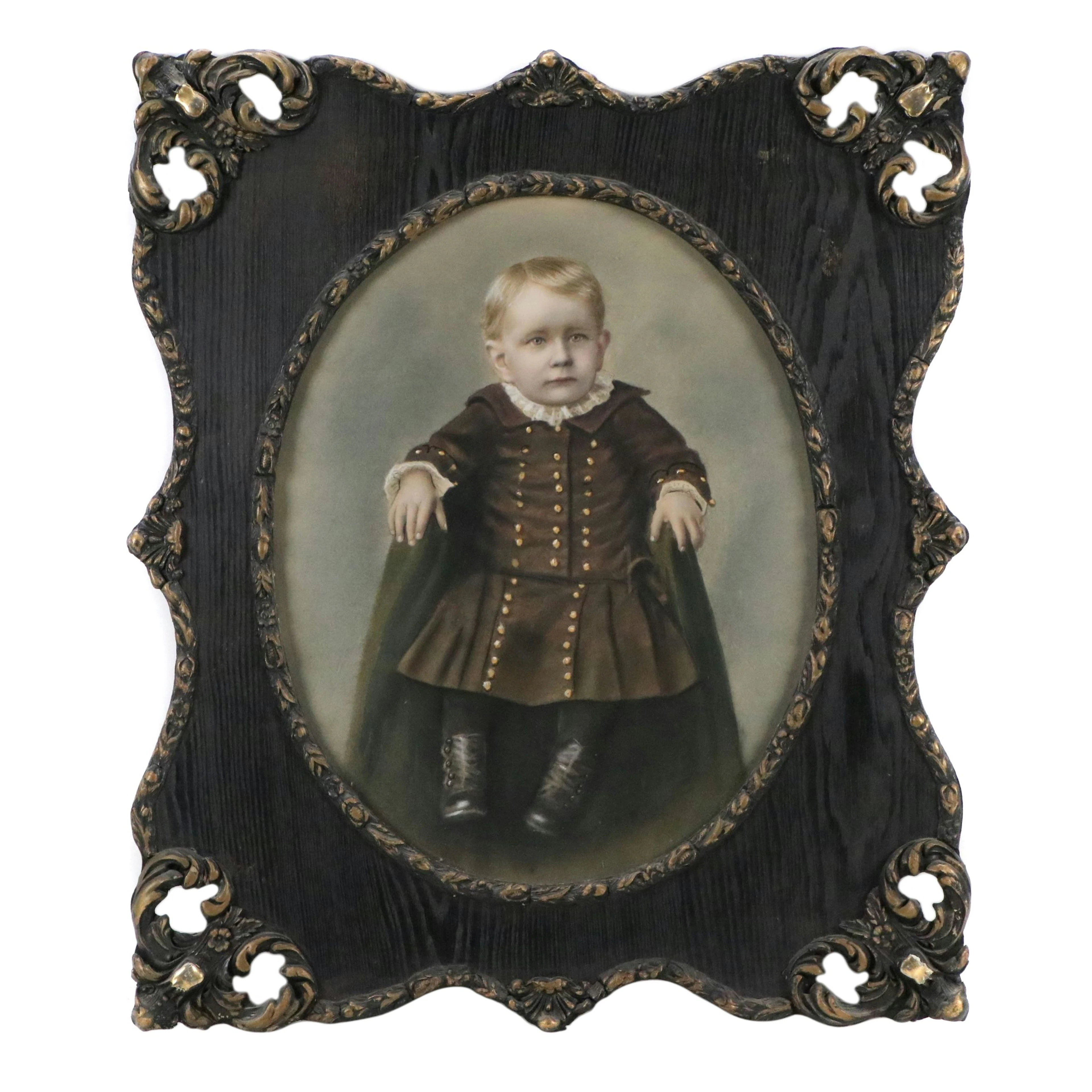 Hand-Colored Portrait Photograph of Victorian Boy, 19th Century