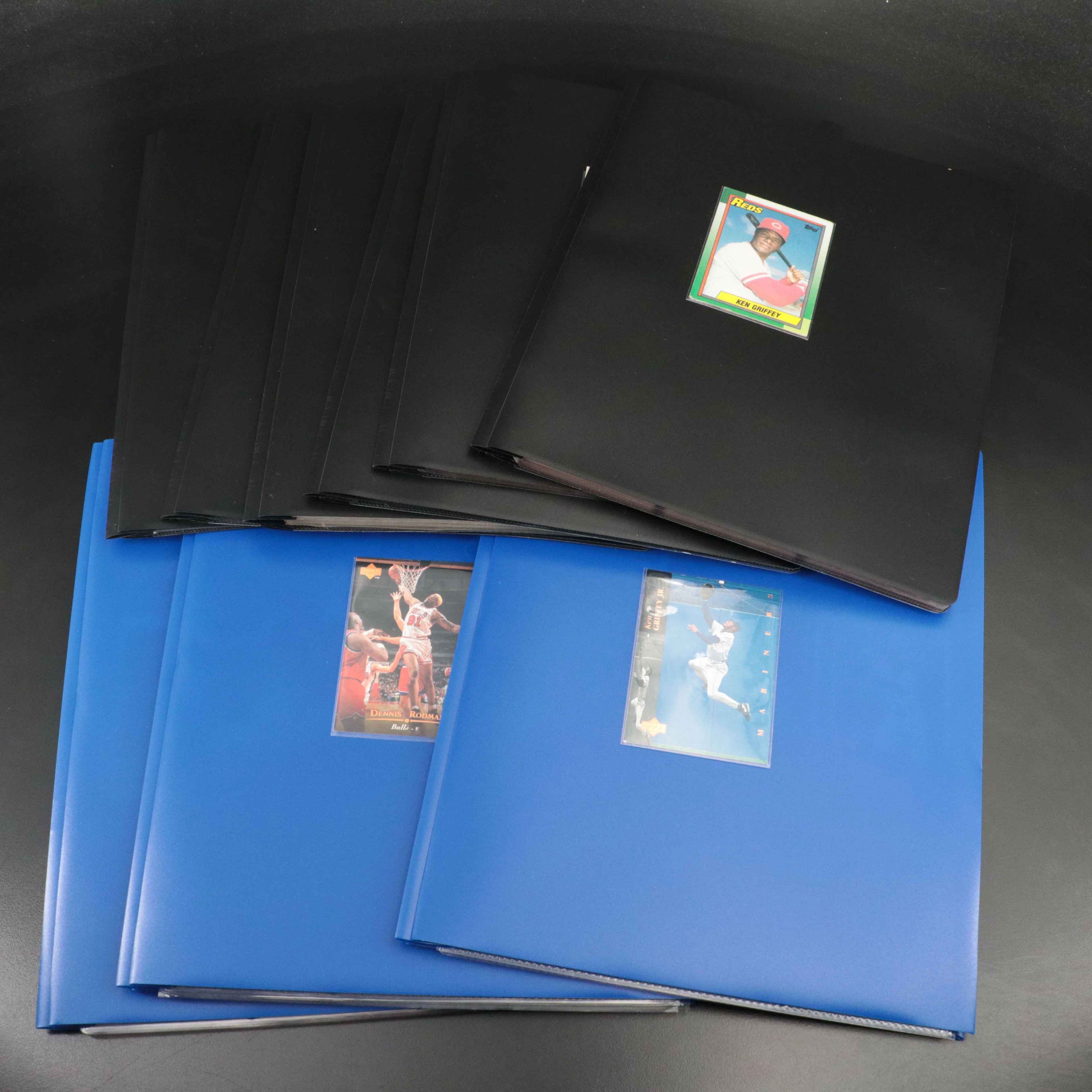 Nine Binders of Baseball, Football, and Basketball Cards