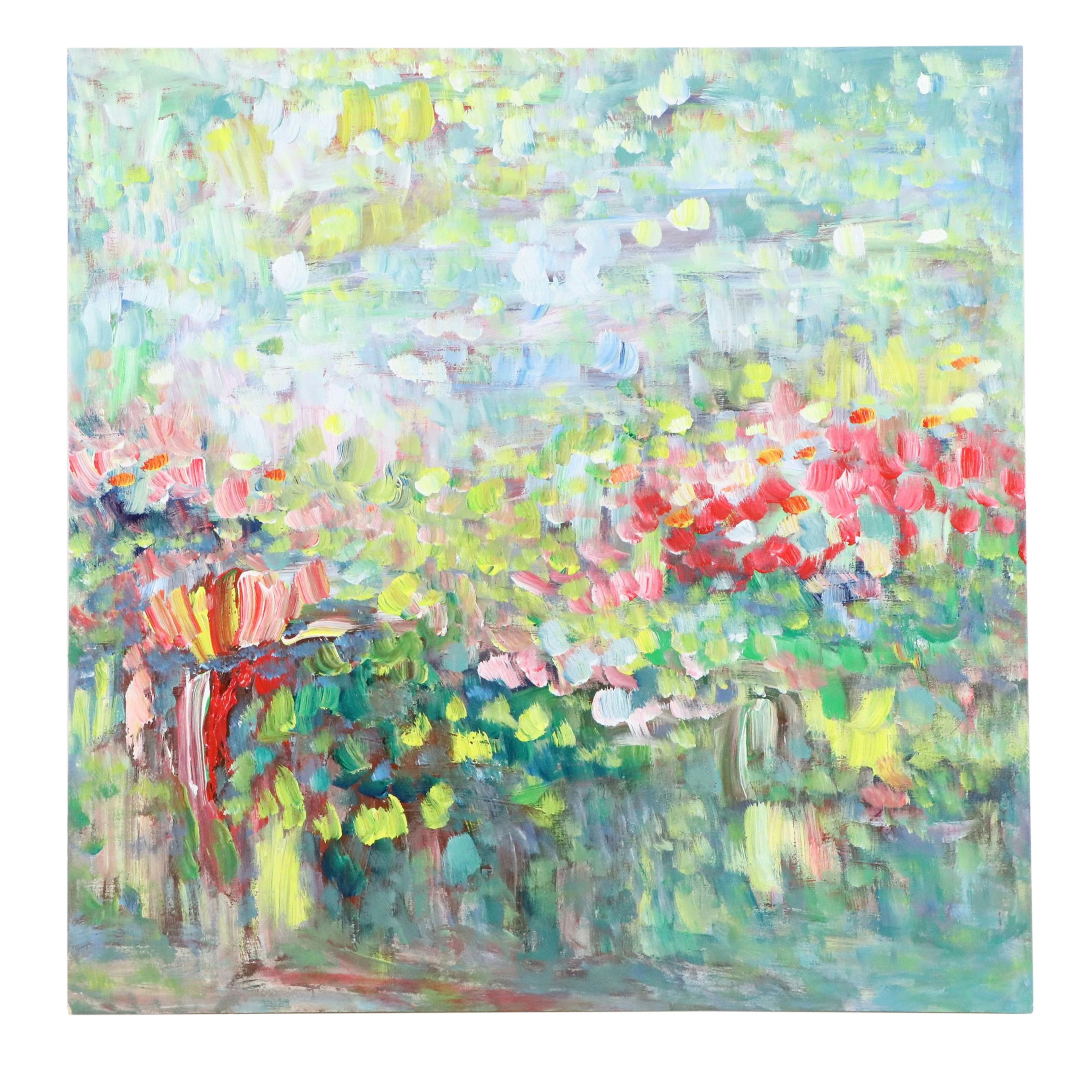 Saul Gefen Abstract Acrylic Painting "Dreamy Morning," 2026