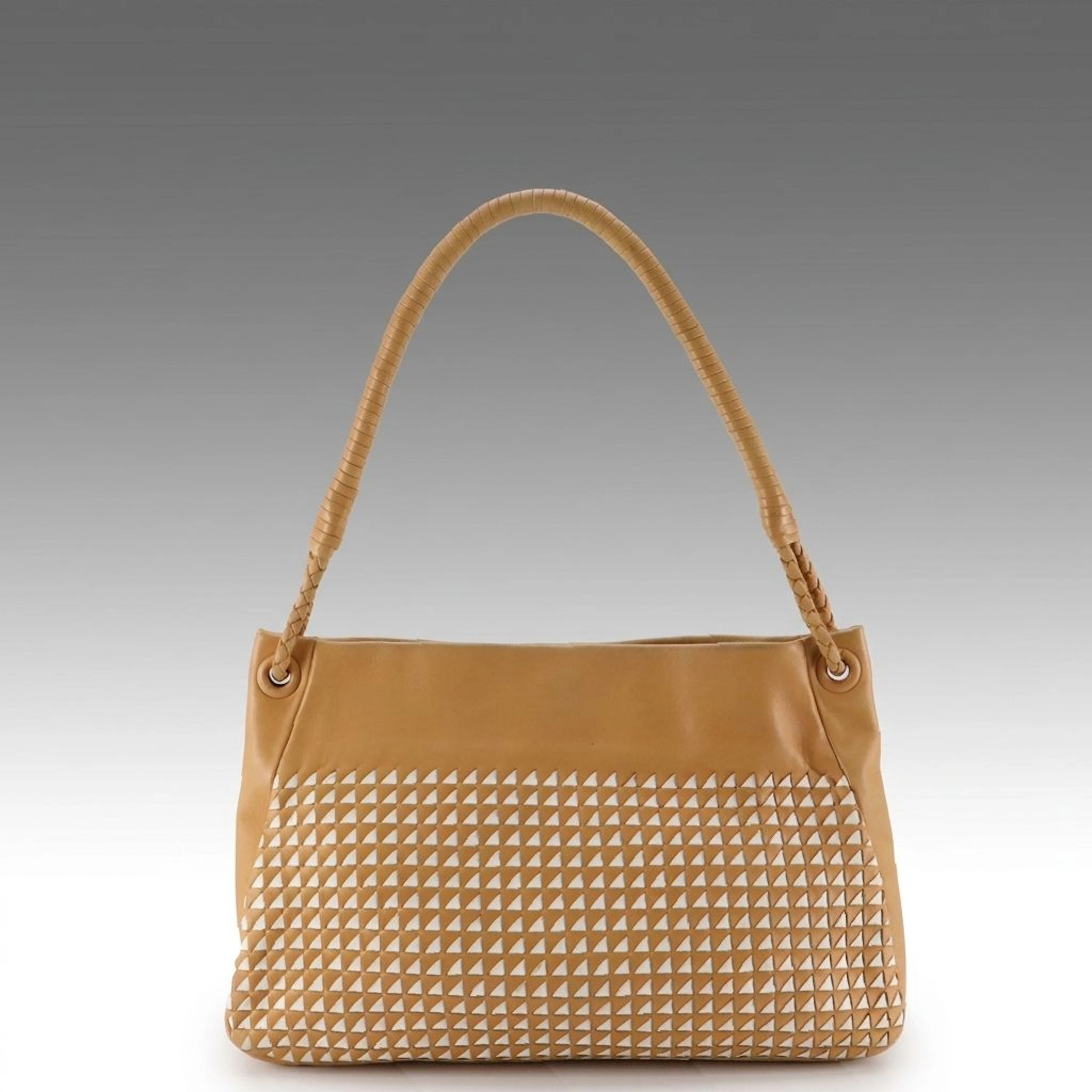 Bottega Veneta Bicolor Intrecciato Lambskin Leather Shoulder Bag