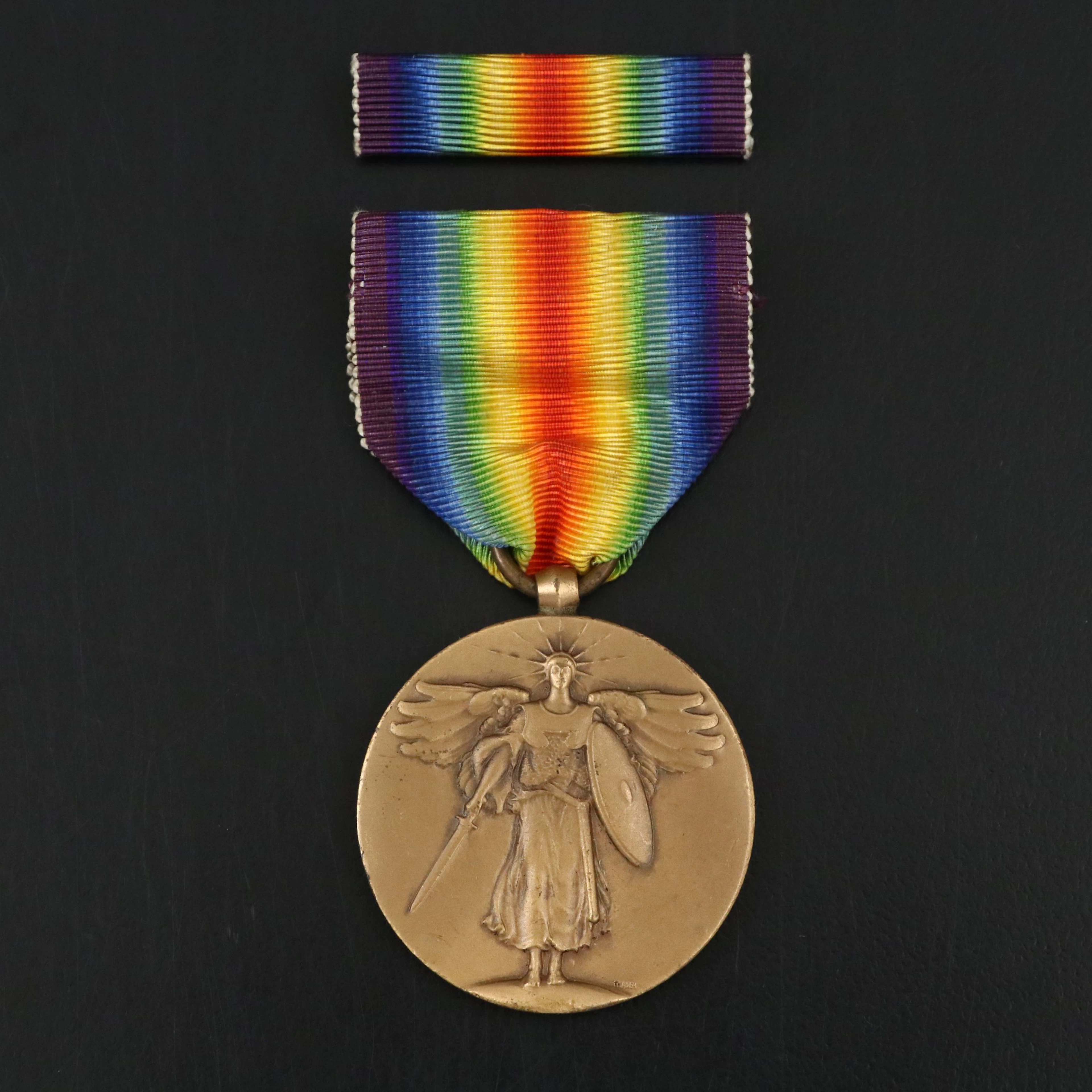 Antique U.S. World War I Victory Medal and Ribbon, Early 20th Century