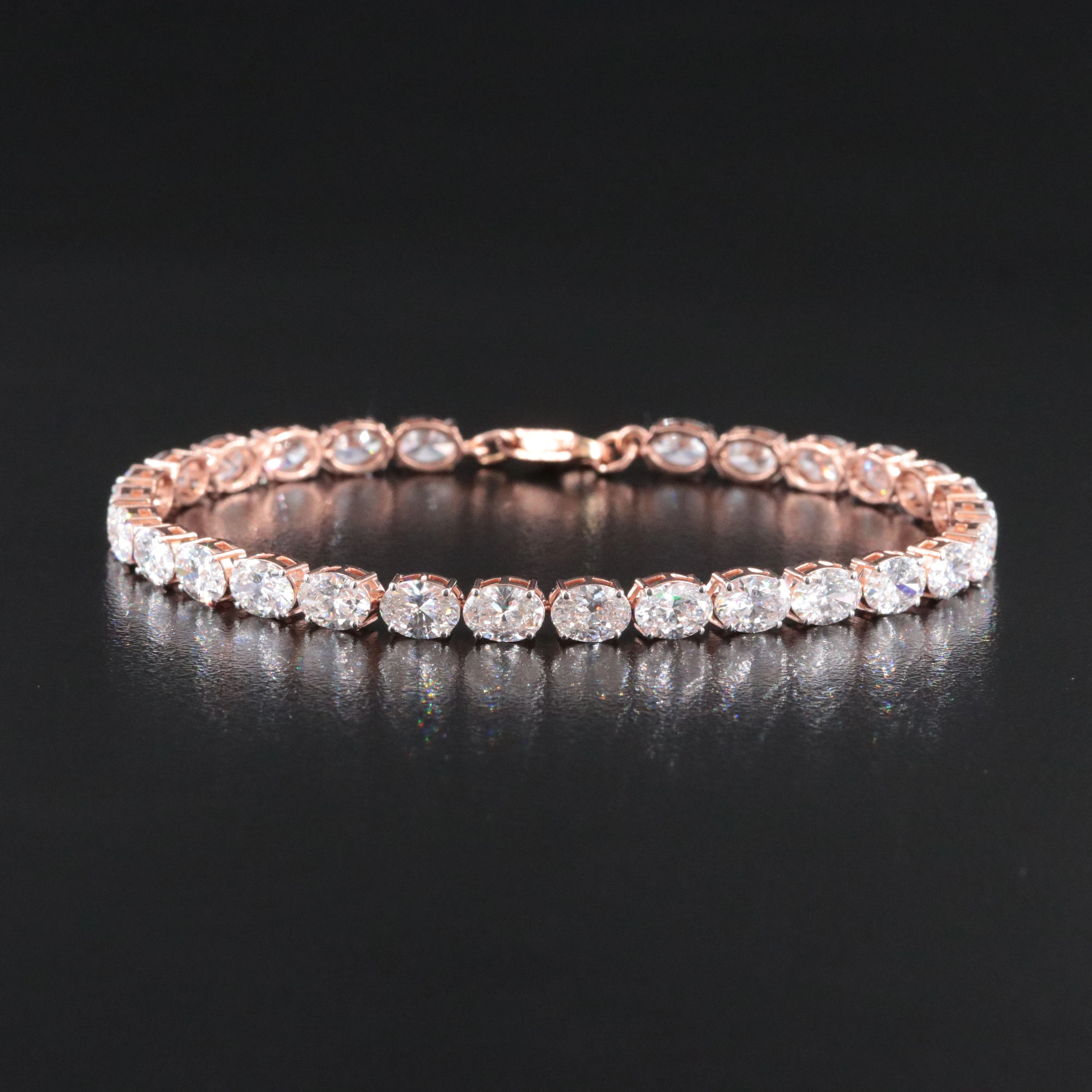 14K Rose Gold 10.42 CTW Lab Grown Diamond Line Bracelet