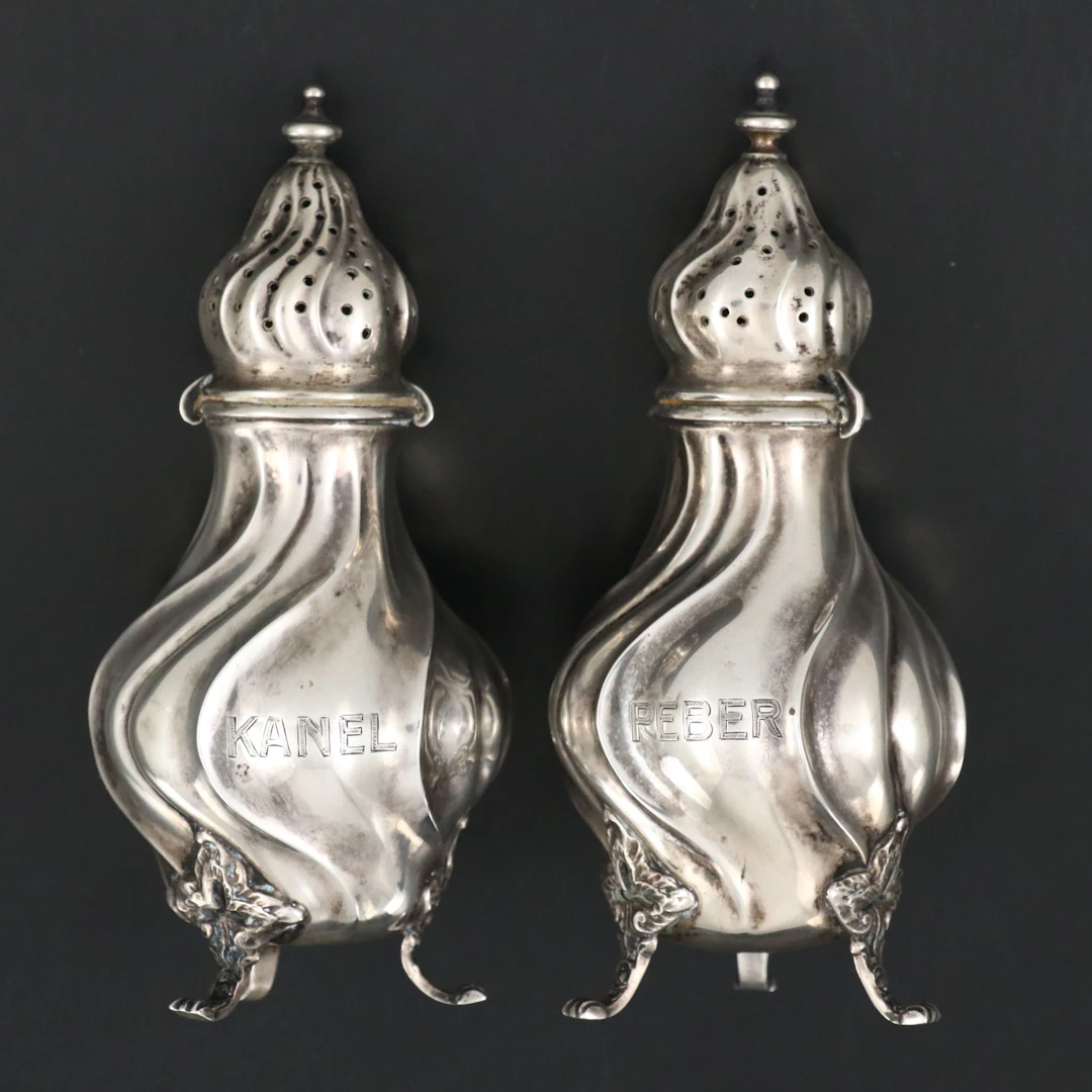 Thune Norwegian 830 Cinnamon and Pepper Silver Shakers, 1915
