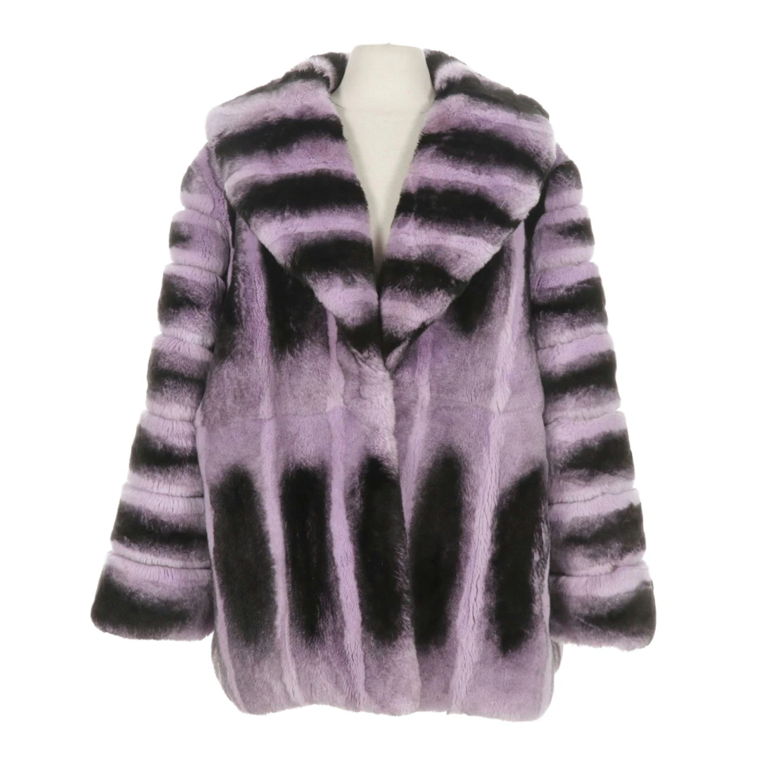 Purple Dyed Sheared Rex Rabbit Fur Stroller