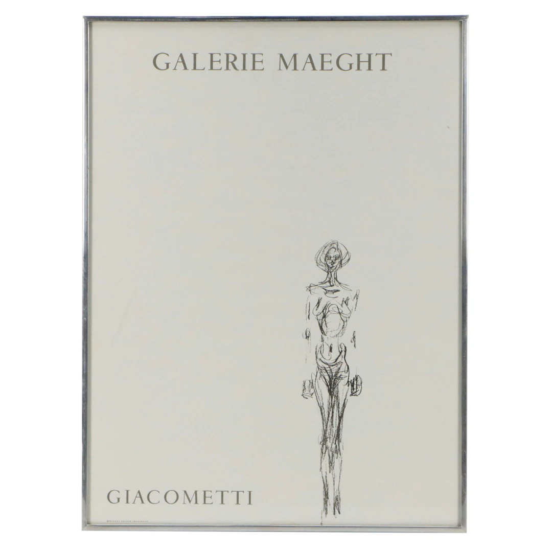 After Alberto Giacometti Lithograph Exhibition Poster, Circa 1961