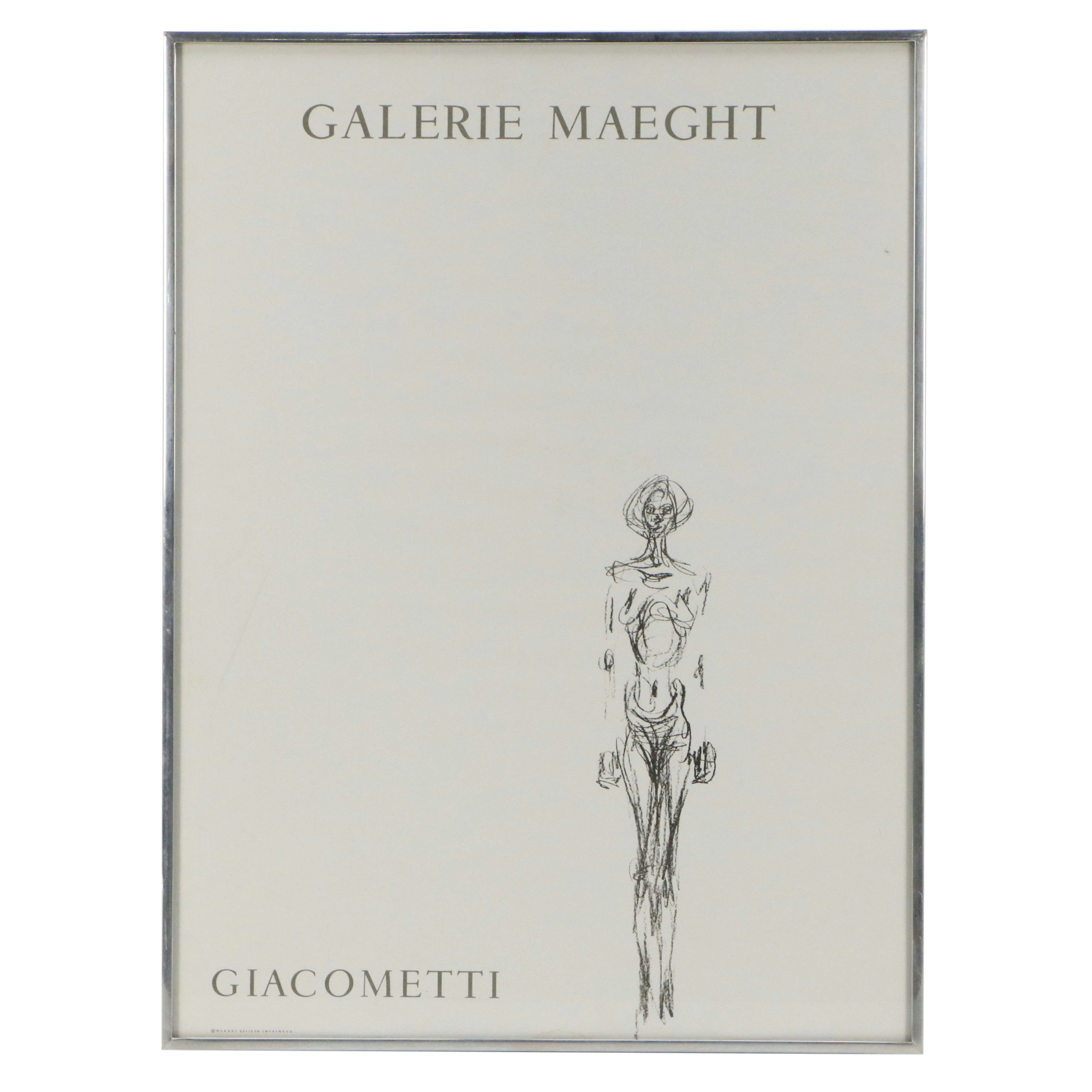 After Alberto Giacometti Lithograph Exhibition Poster, Circa 1961