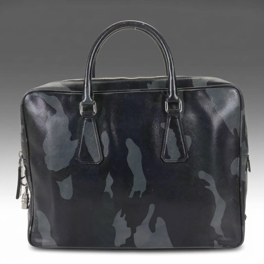 Prada Briefcase in Camouflage Print Saffiano Leather