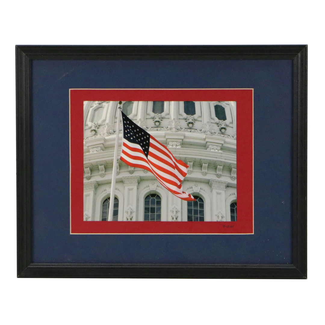 Offset Lithograph of American Flag Commemorating 9/11/01