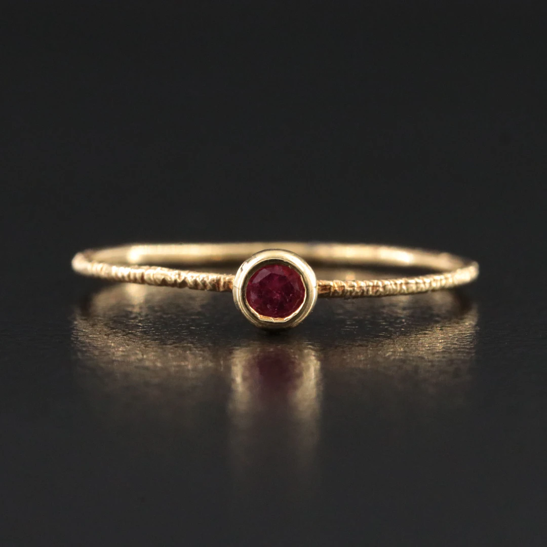 14K Pink Tourmaline Solitaire Wire Ring