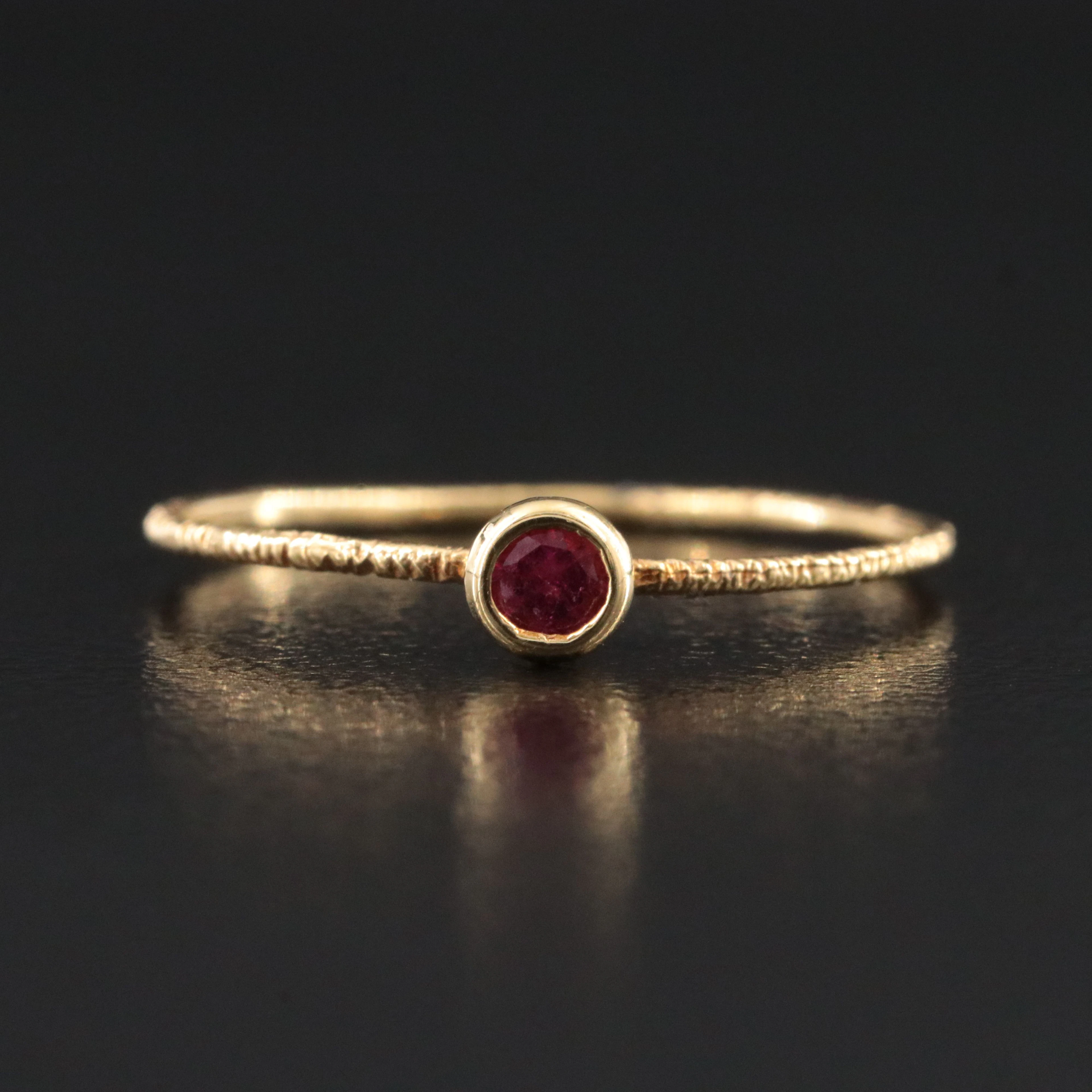14K Pink Tourmaline Solitaire Wire Ring