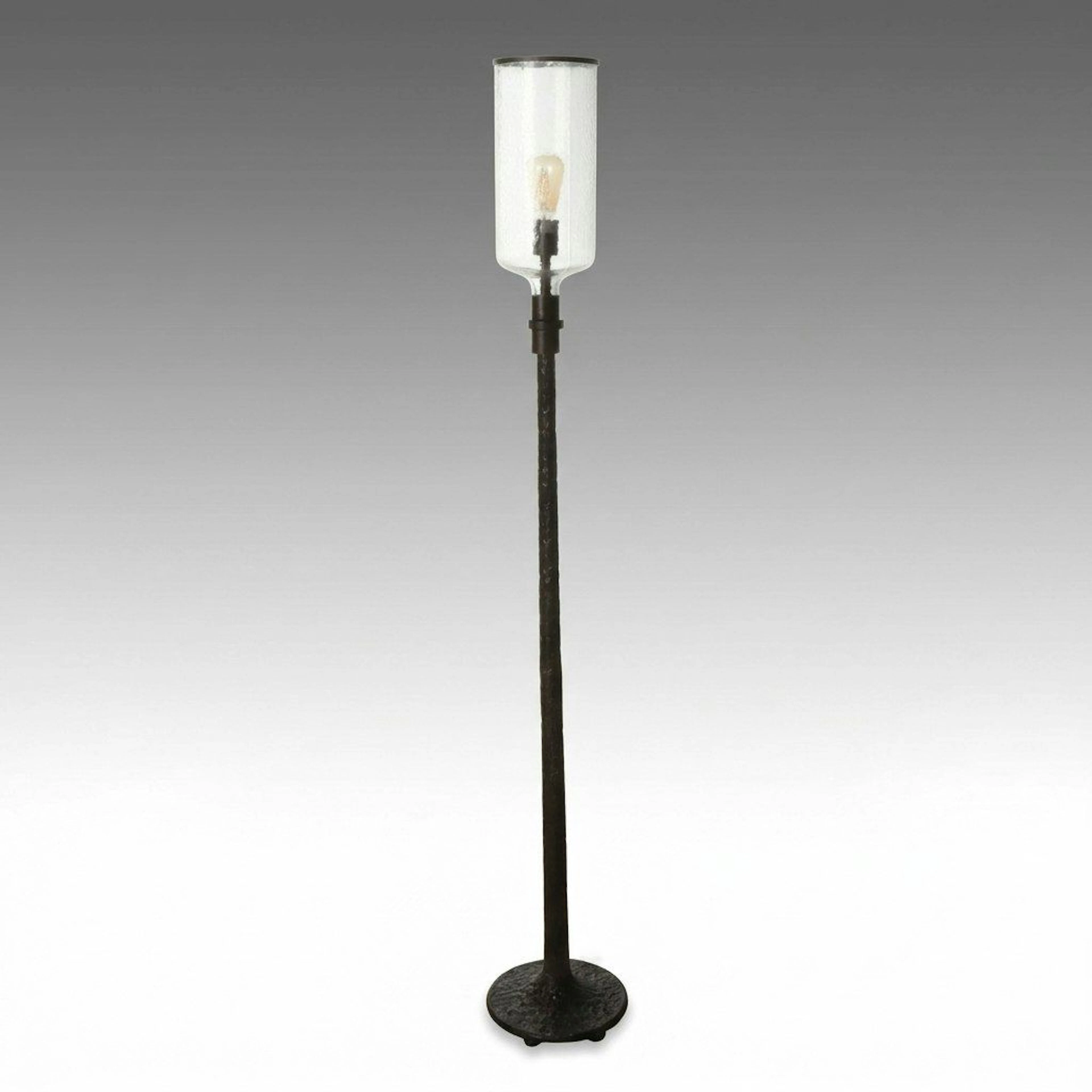 Hammered Bronze Finish Floor Lamp with Dimpled Glass Shade, 2017