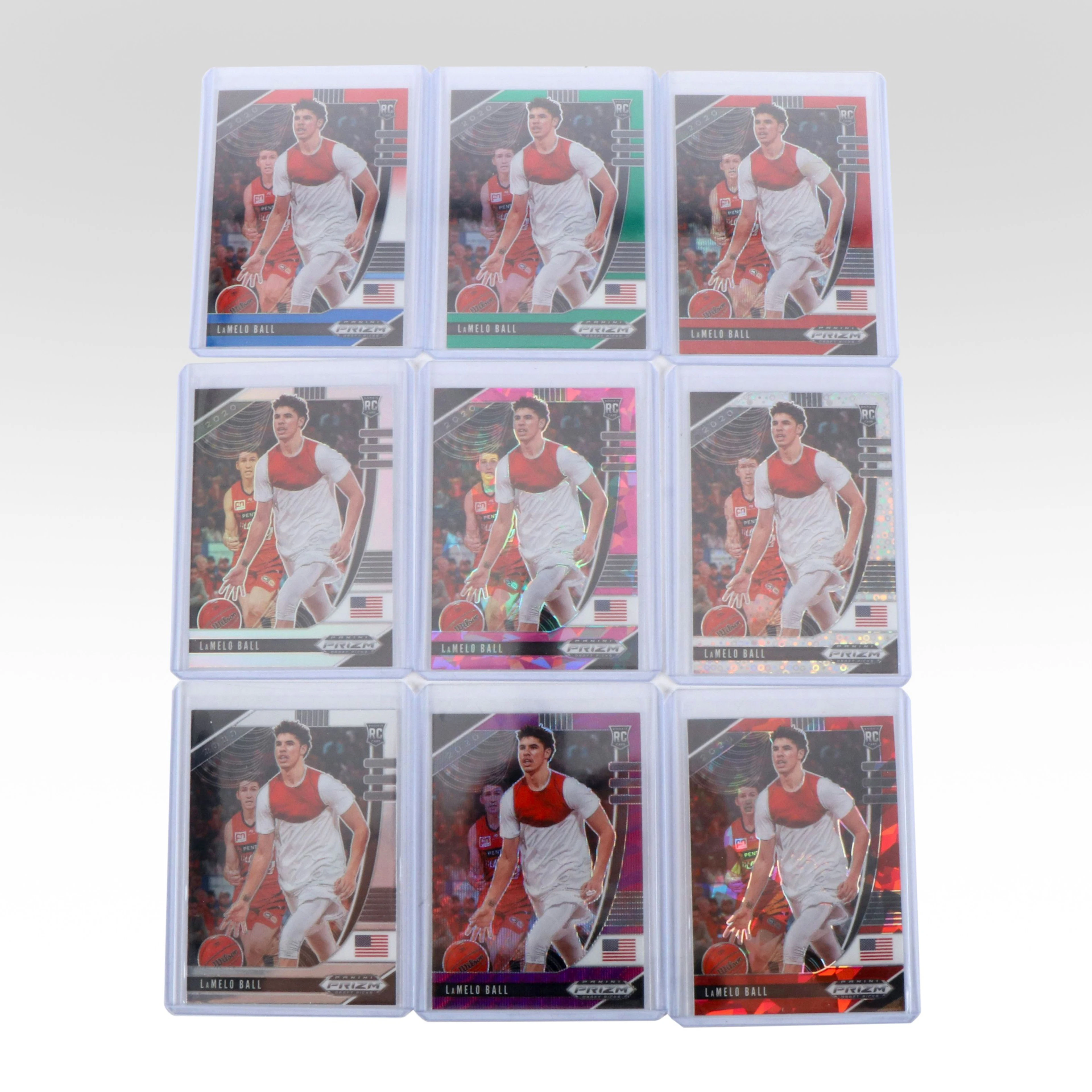 Nine 2020-21 Prizm Draft Picks LaMelo Ball Rookie Basketball Cards