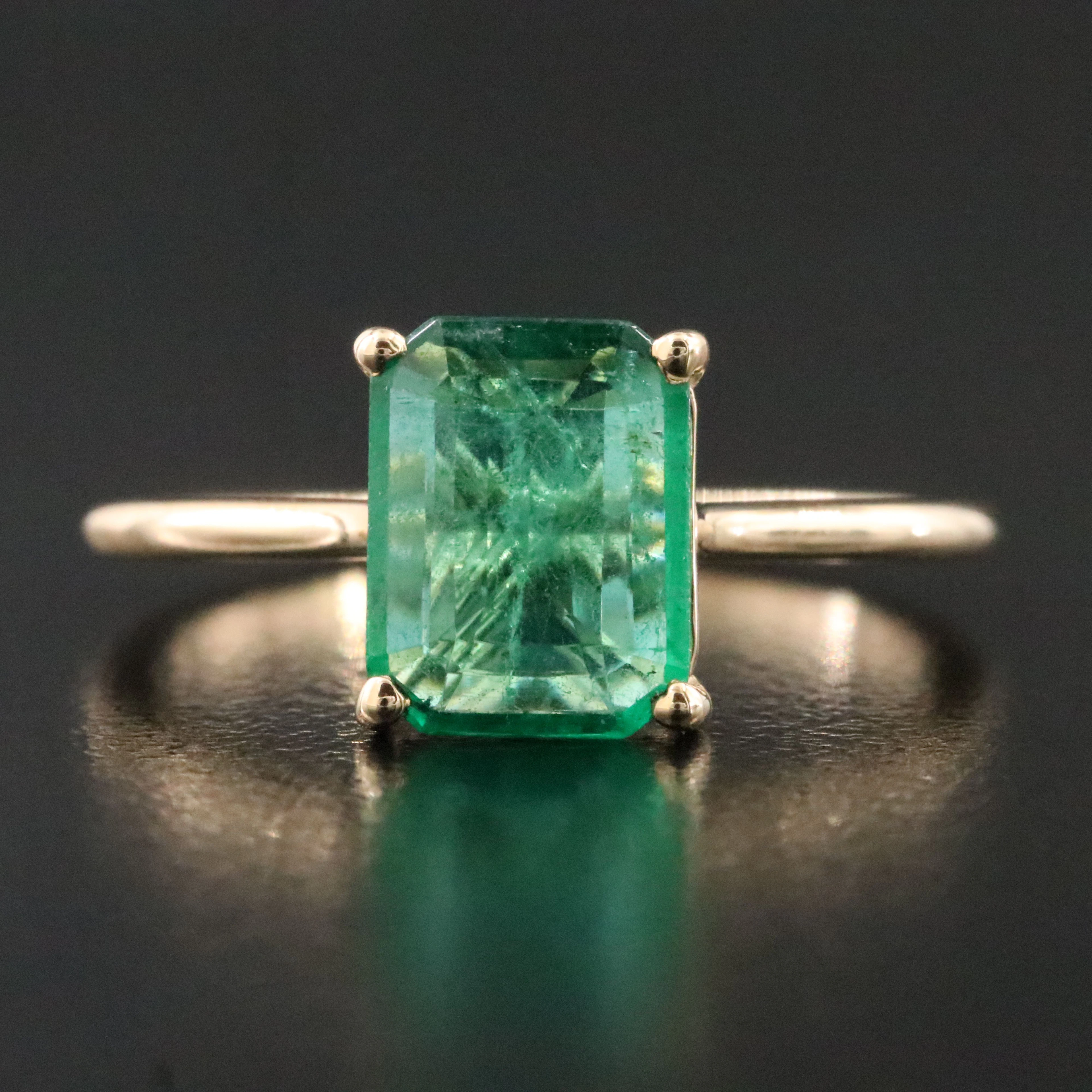 14K 1.39 CT Zambia Emerald Ring with GIA Report
