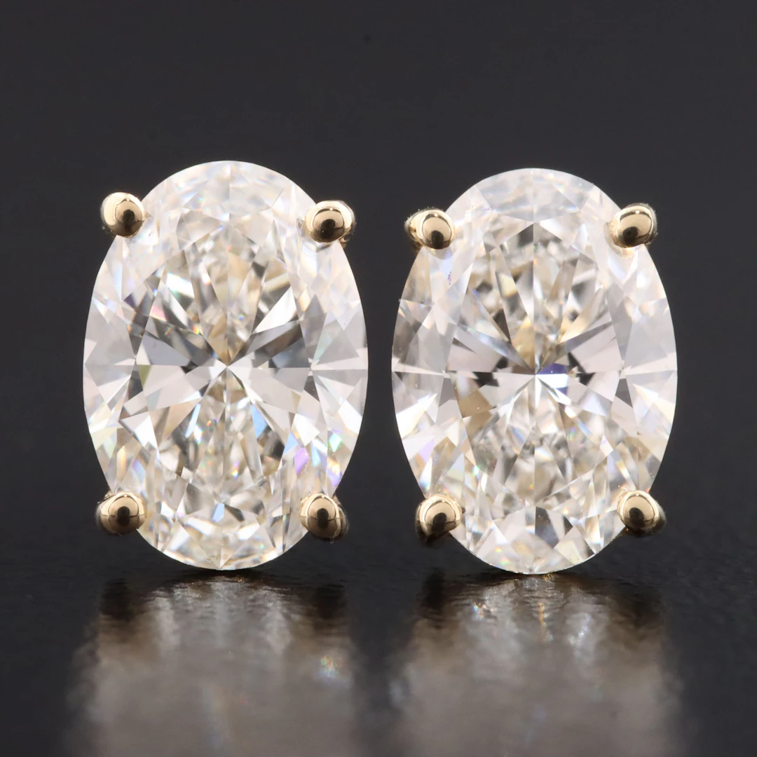 14K 2.94 CTW Lab Grown Diamond Solitaire Earrings with IGI Reports