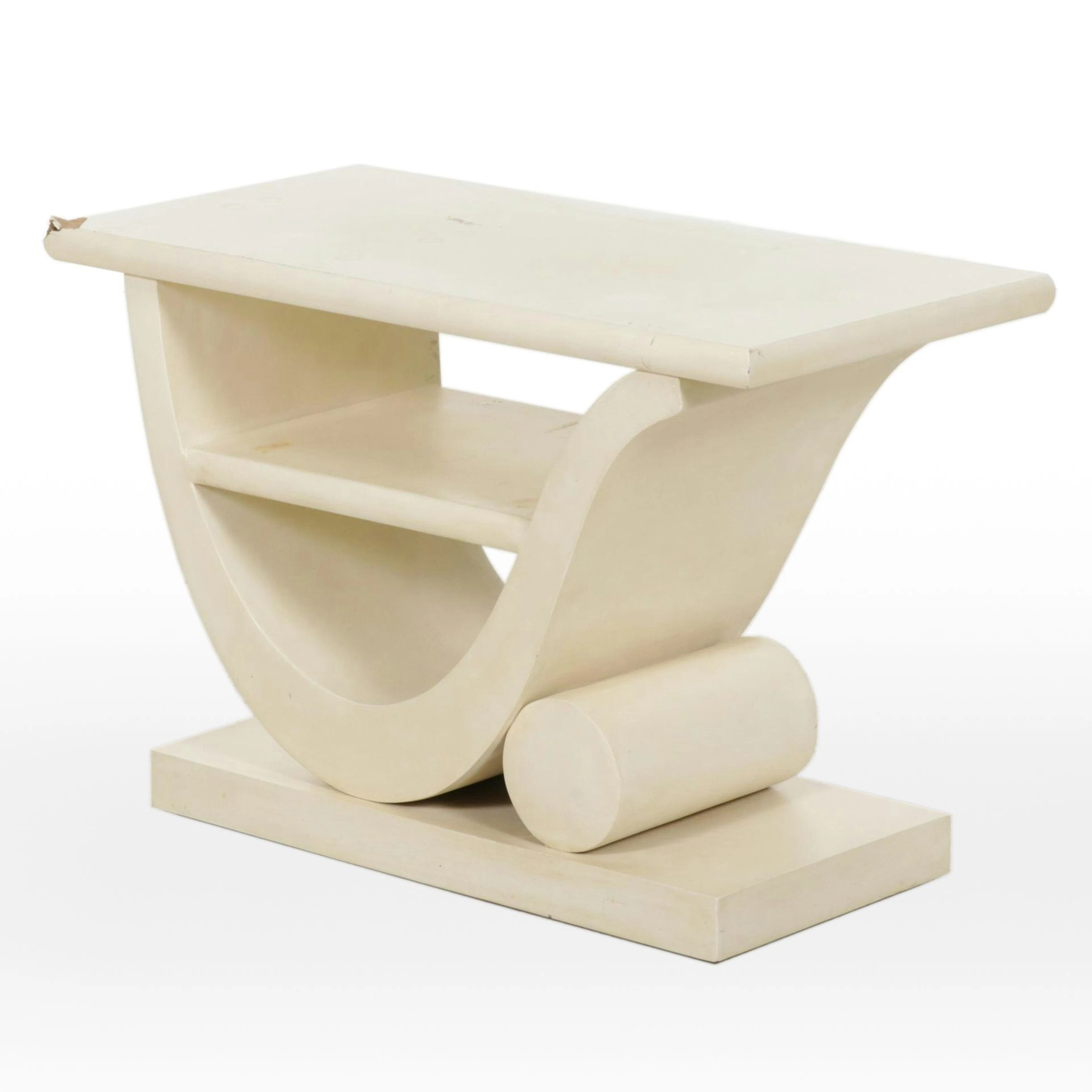 Modern Off White Console Table with Storage Shelf