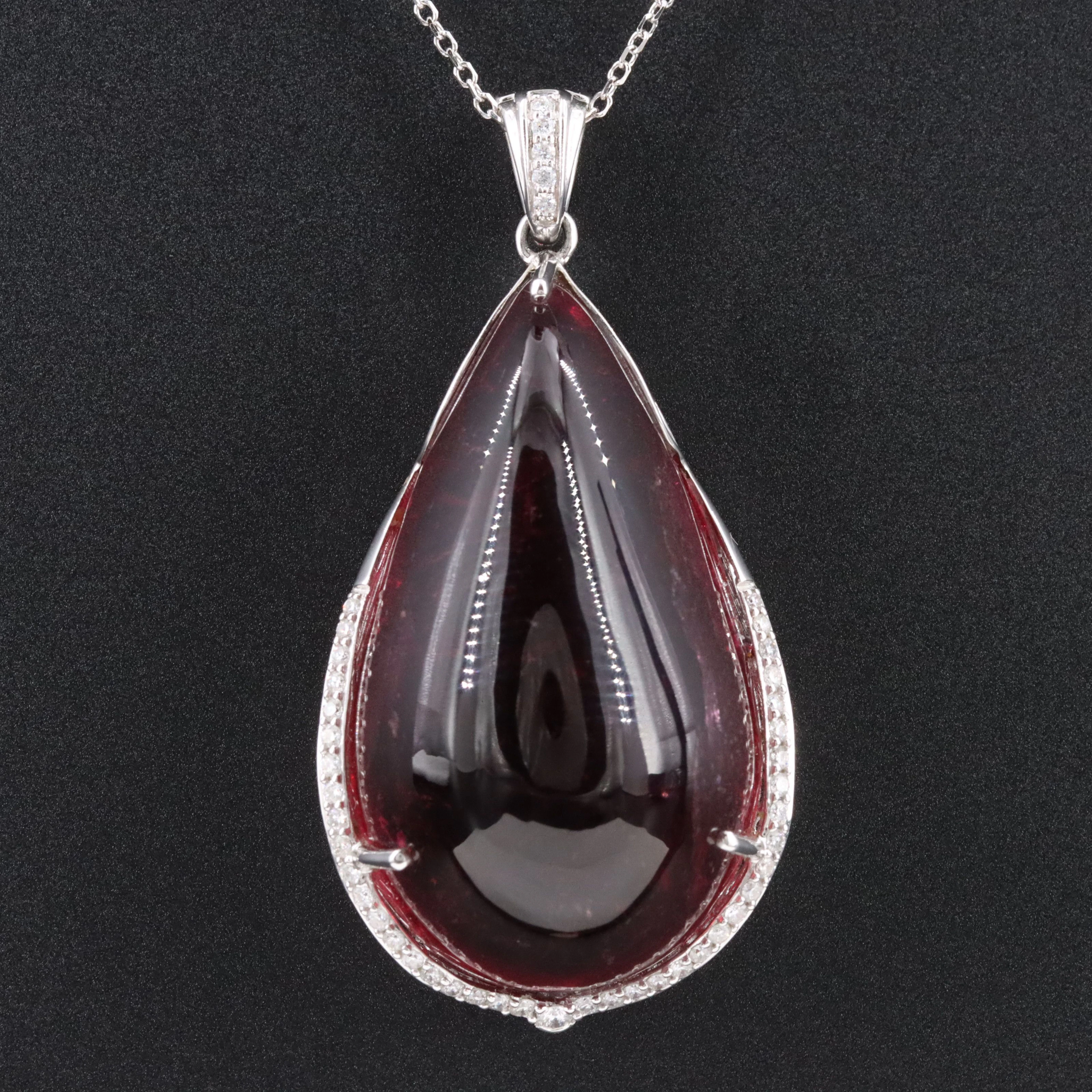 14K 87.78 CT Tourmaline and Diamond Enhancer Pendant Necklace
