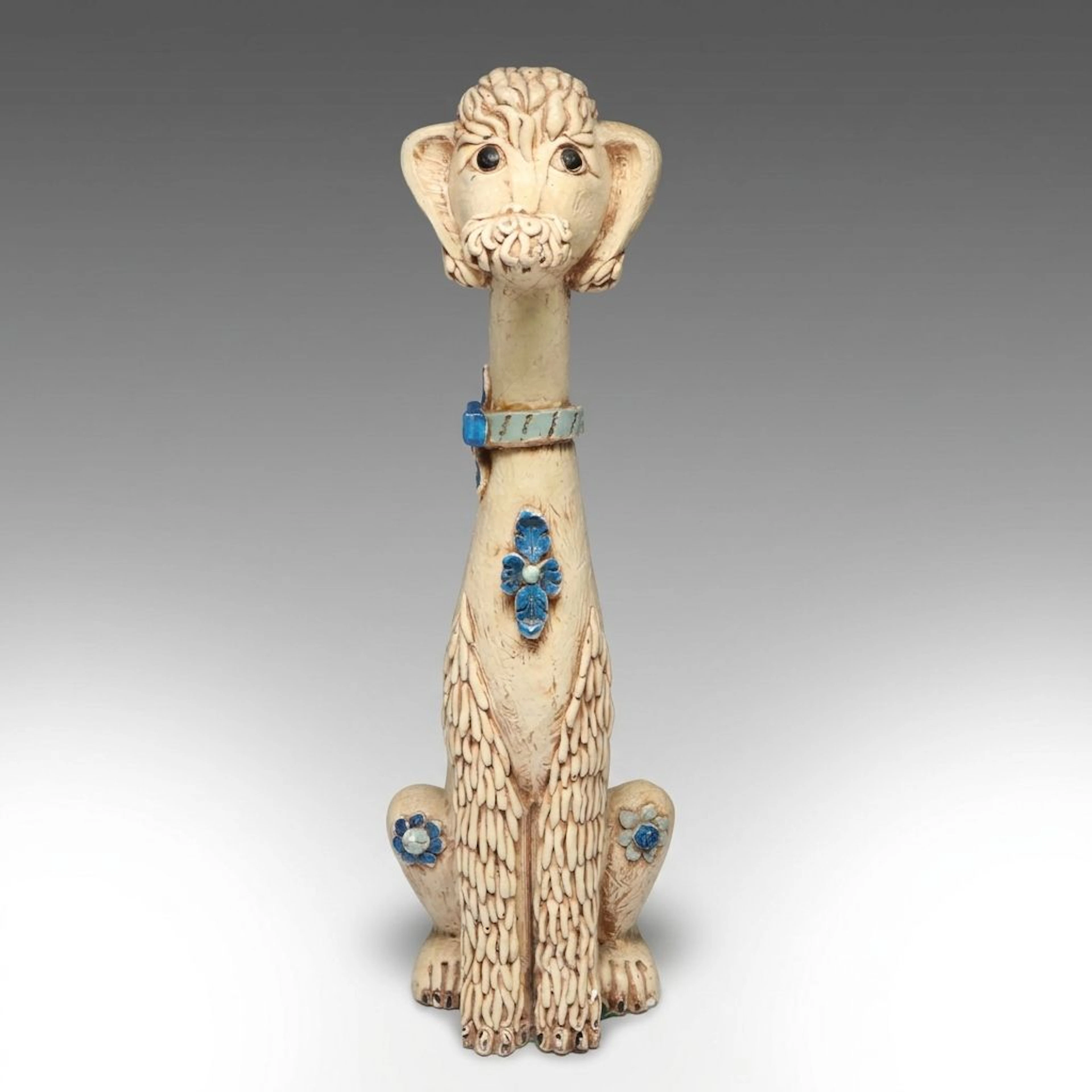 Italian Ceramic Pottery Spaghetti Poodle Sculpture, Mid to Late 20th Century