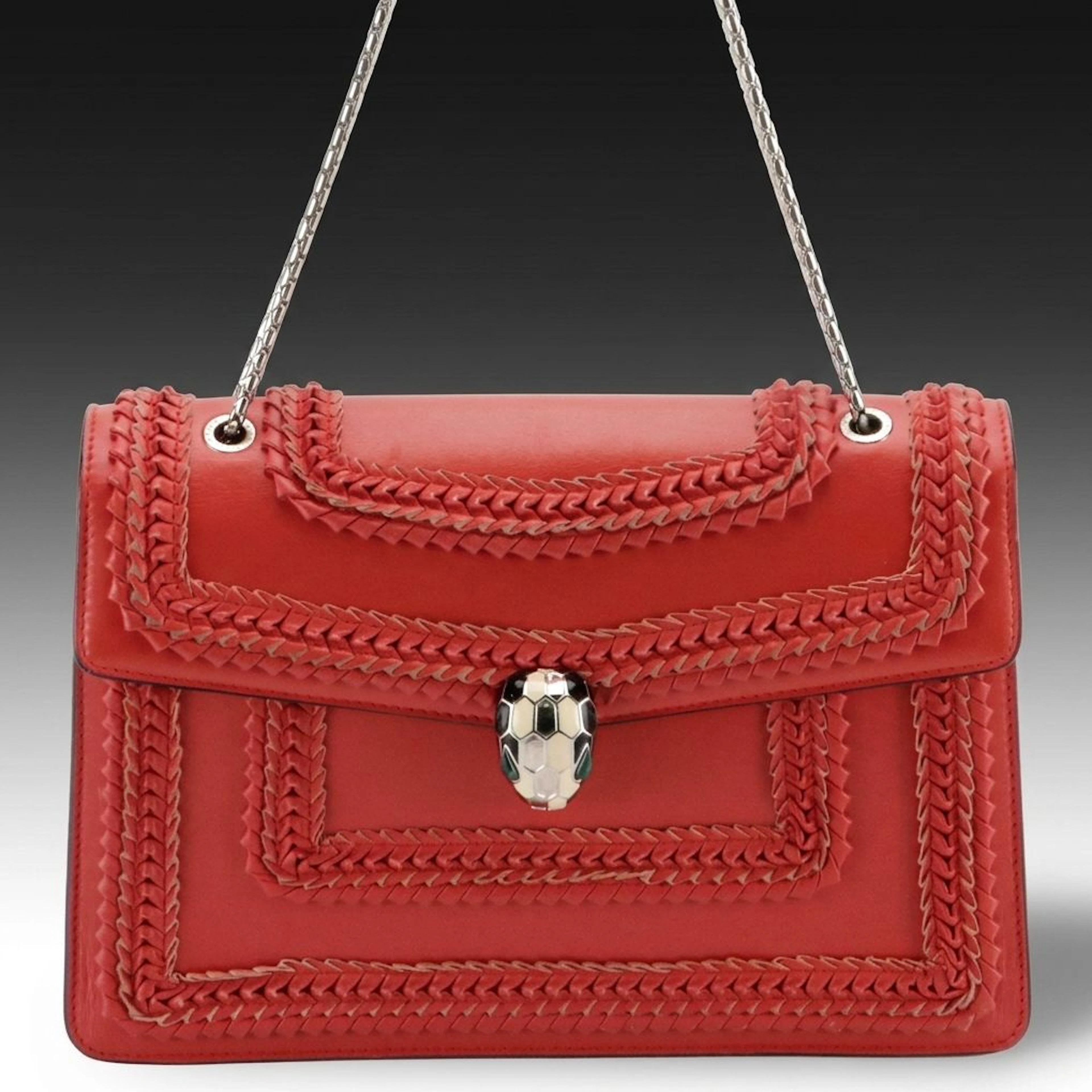 BVLGARI Serpenti Forever Chain Strap Bag in Calf Leather with Surface Detailing