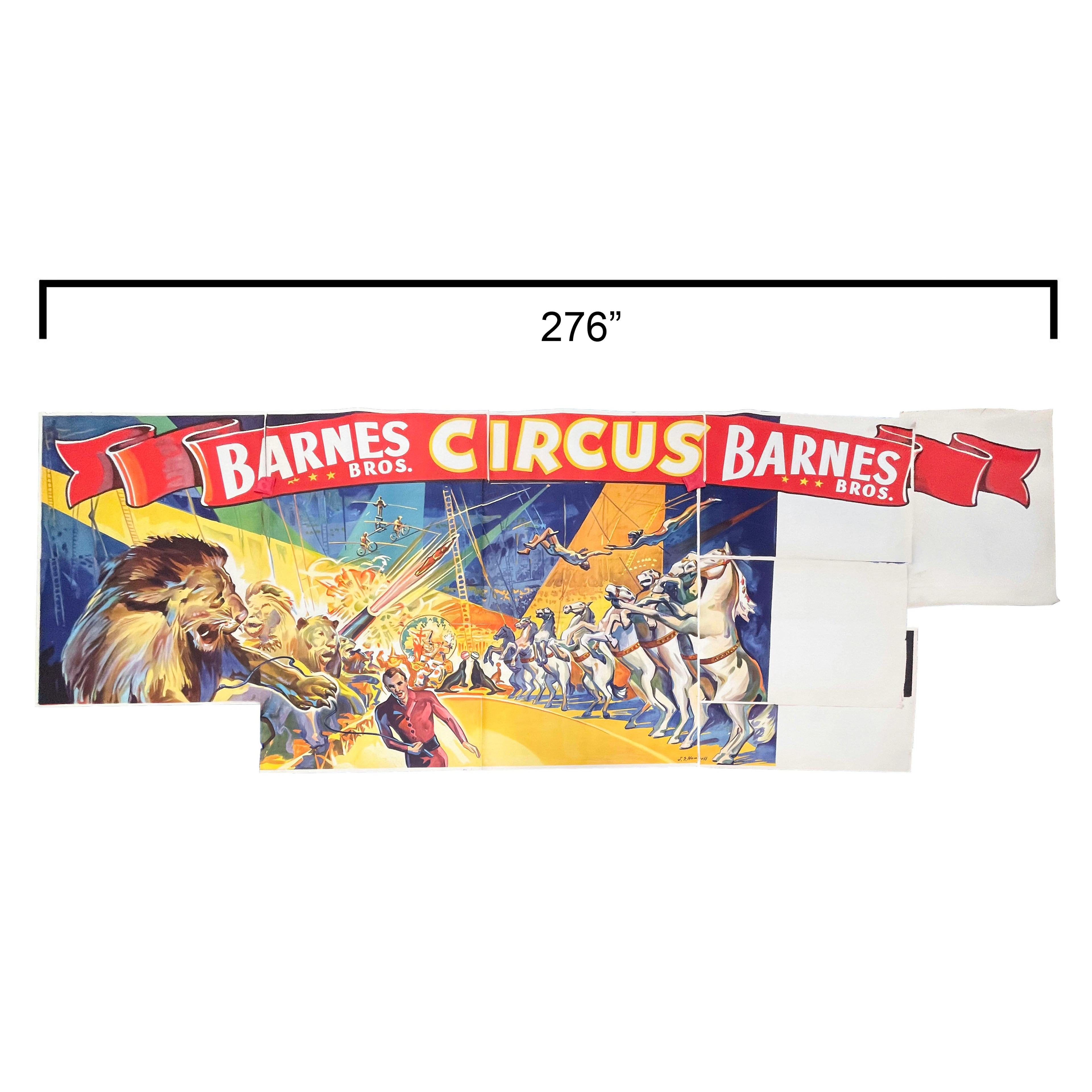 Barnes Bros. Circus Color Lithograph Billboard Print After John S.