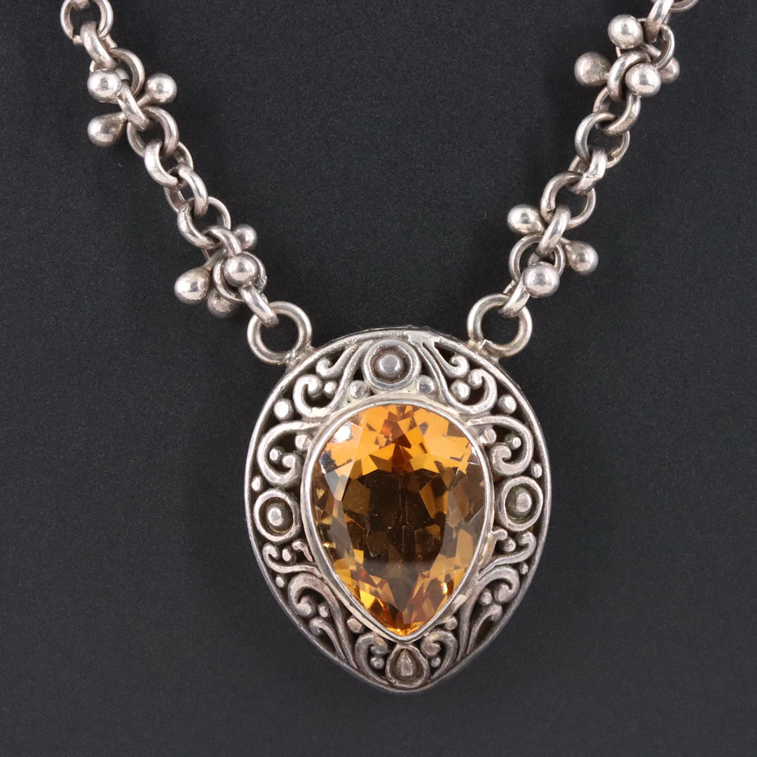 Sterling Citrine Necklace