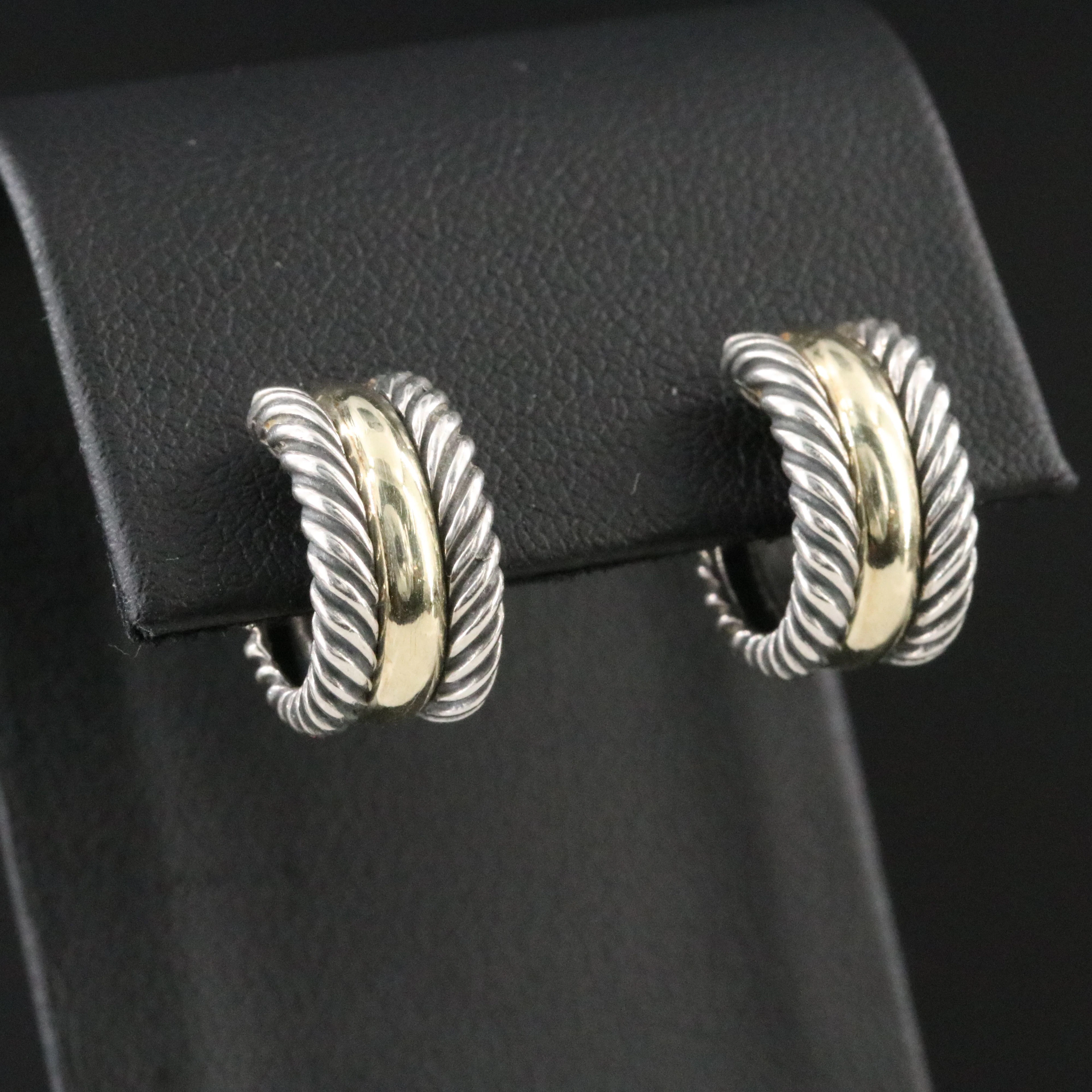 David Yurman Cable Collectibles Sterling and 14K Huggie Hoop Earrings