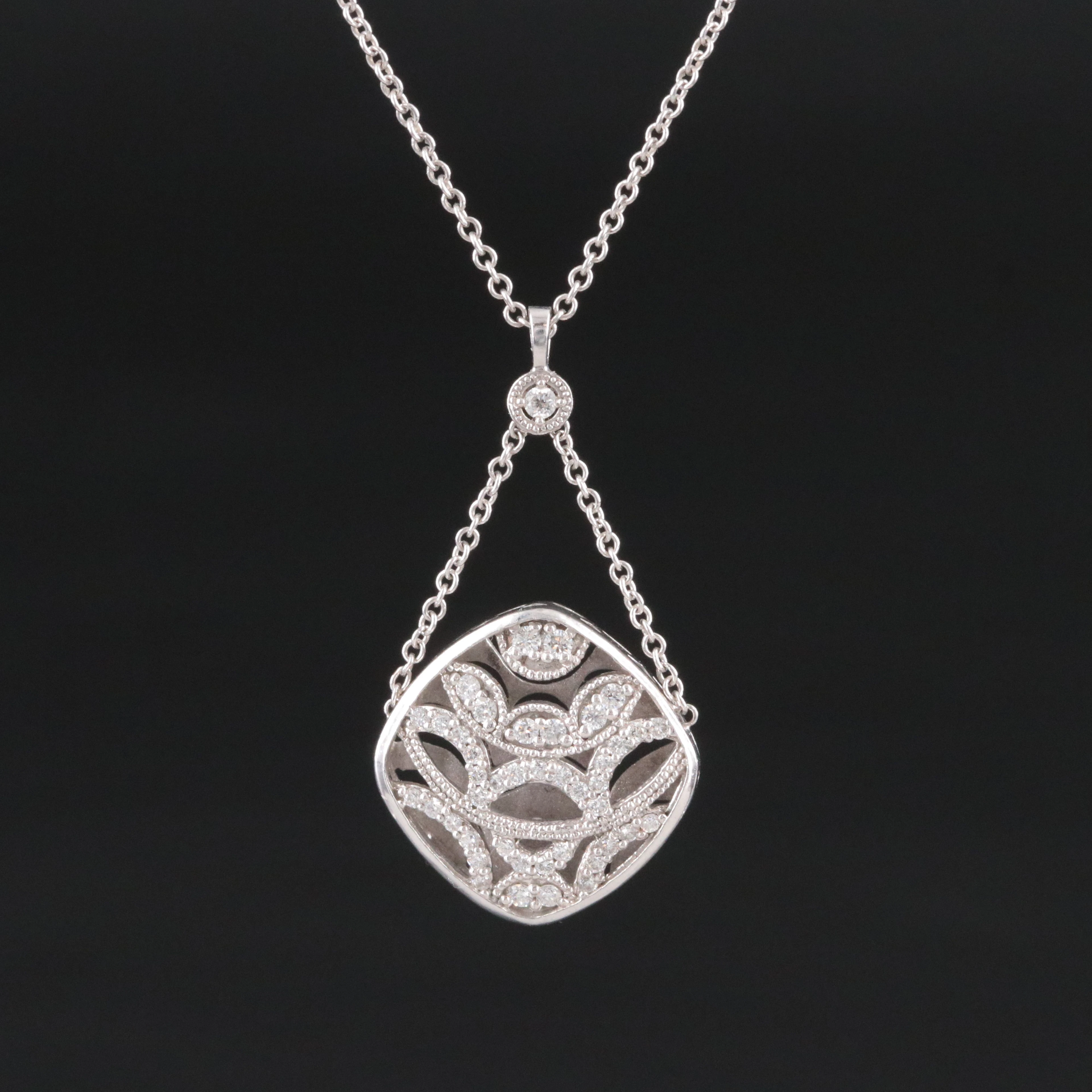 Tacori 18K 0.29 CTW Diamond Filigree Drop Pendant Necklace