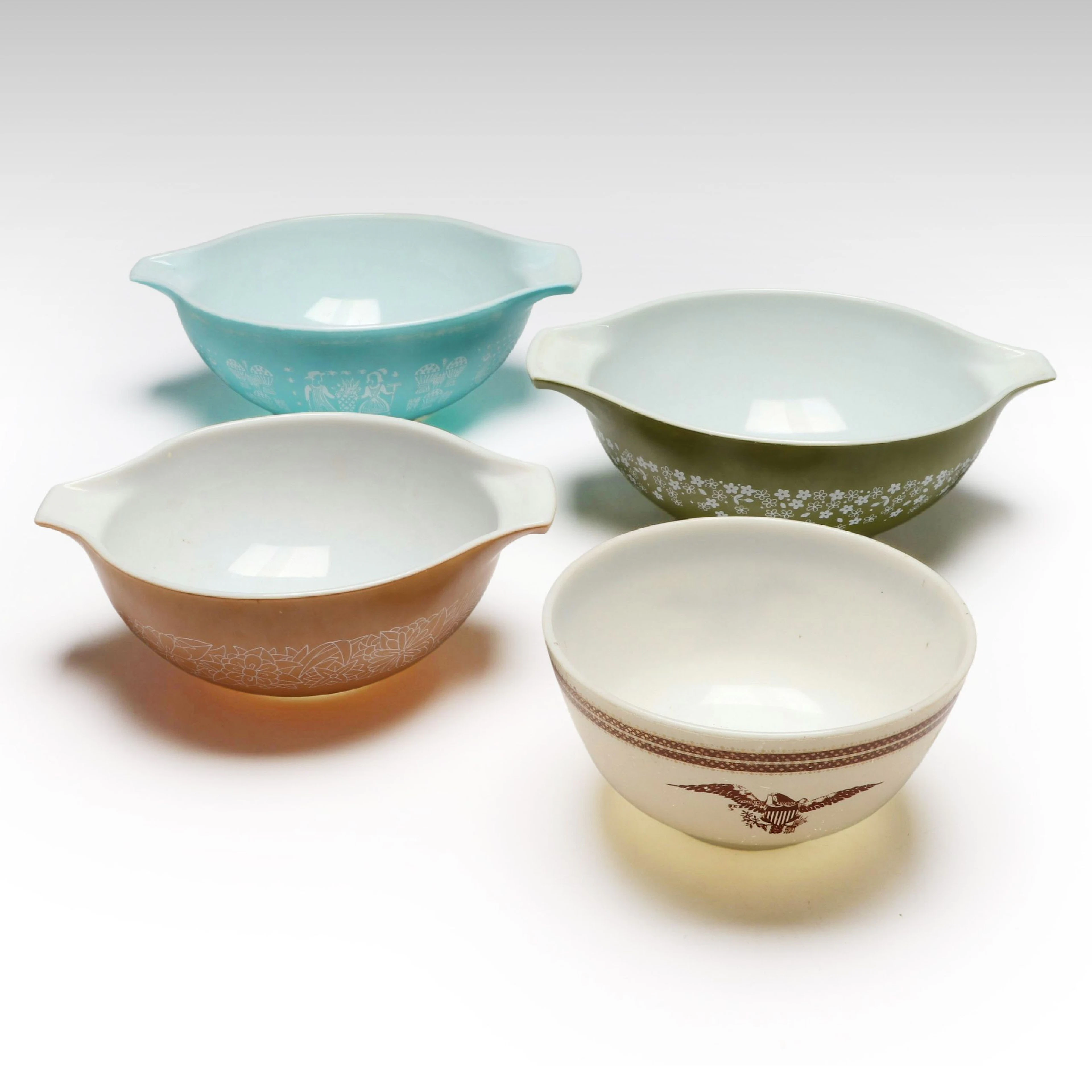 Pyrex "Butterprint Turquoise," "Crazy Daisy," and More Mixing Bowls