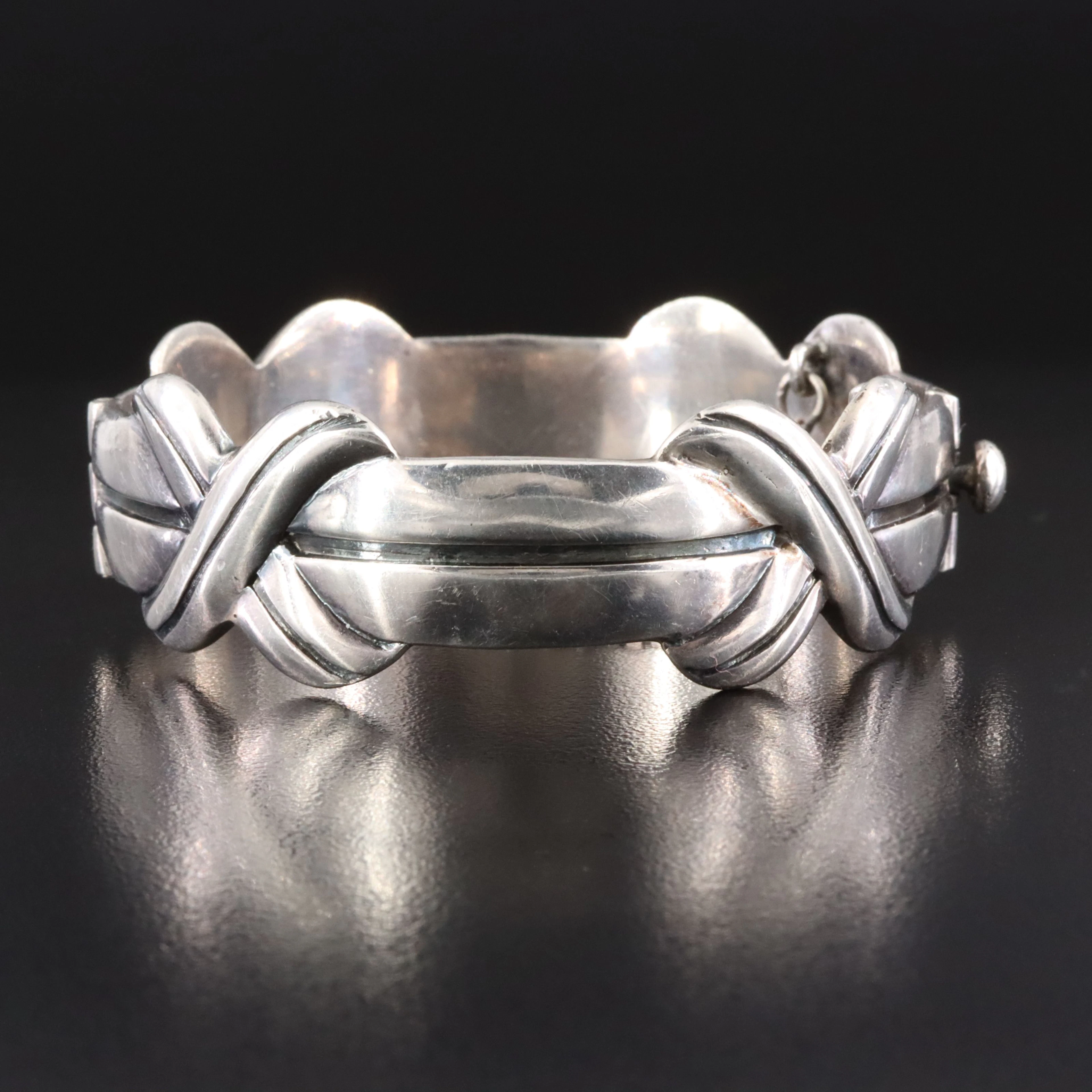 Margot de Taxco "Crossed Bands" Sterling Bracelet